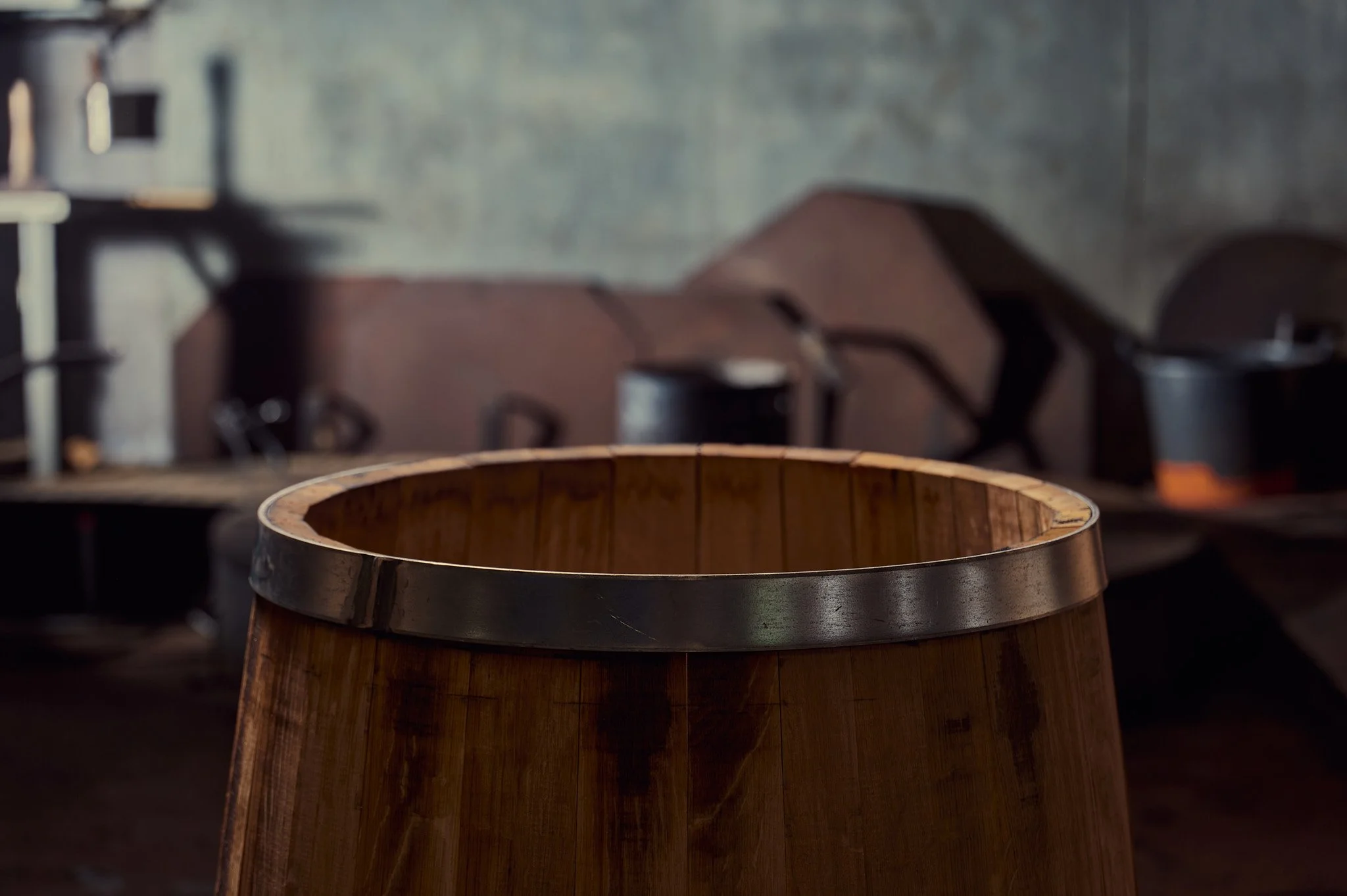 Un détail de la barrique en bois.