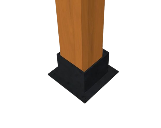 heavy duty post base for 6x6, powder coated black steel