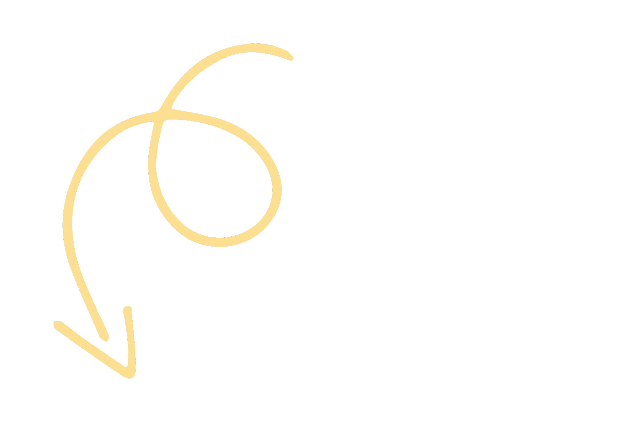 Illustration of a cream colored arrow pointing downwards.