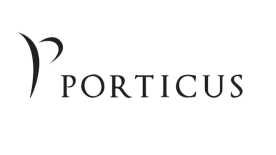 Porticus logo with a stylized P design and the word 'Porticus' in black text.