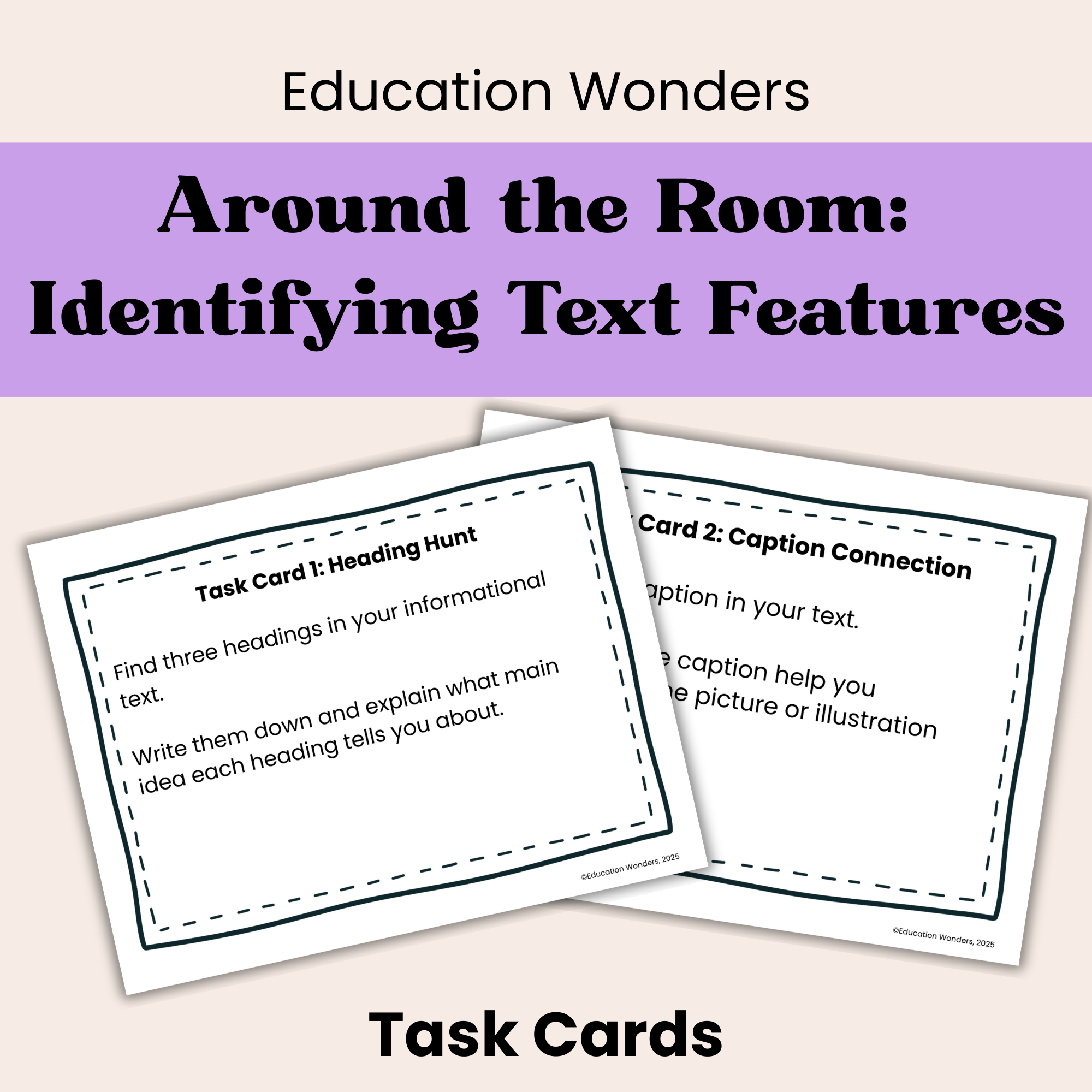 Help students confidently navigate informational texts with these Print-and-go 5th Grade ELA Identifying Informational Text Features Task Cards.

These task cards give students structured opportunities to identify common text features and analyze how