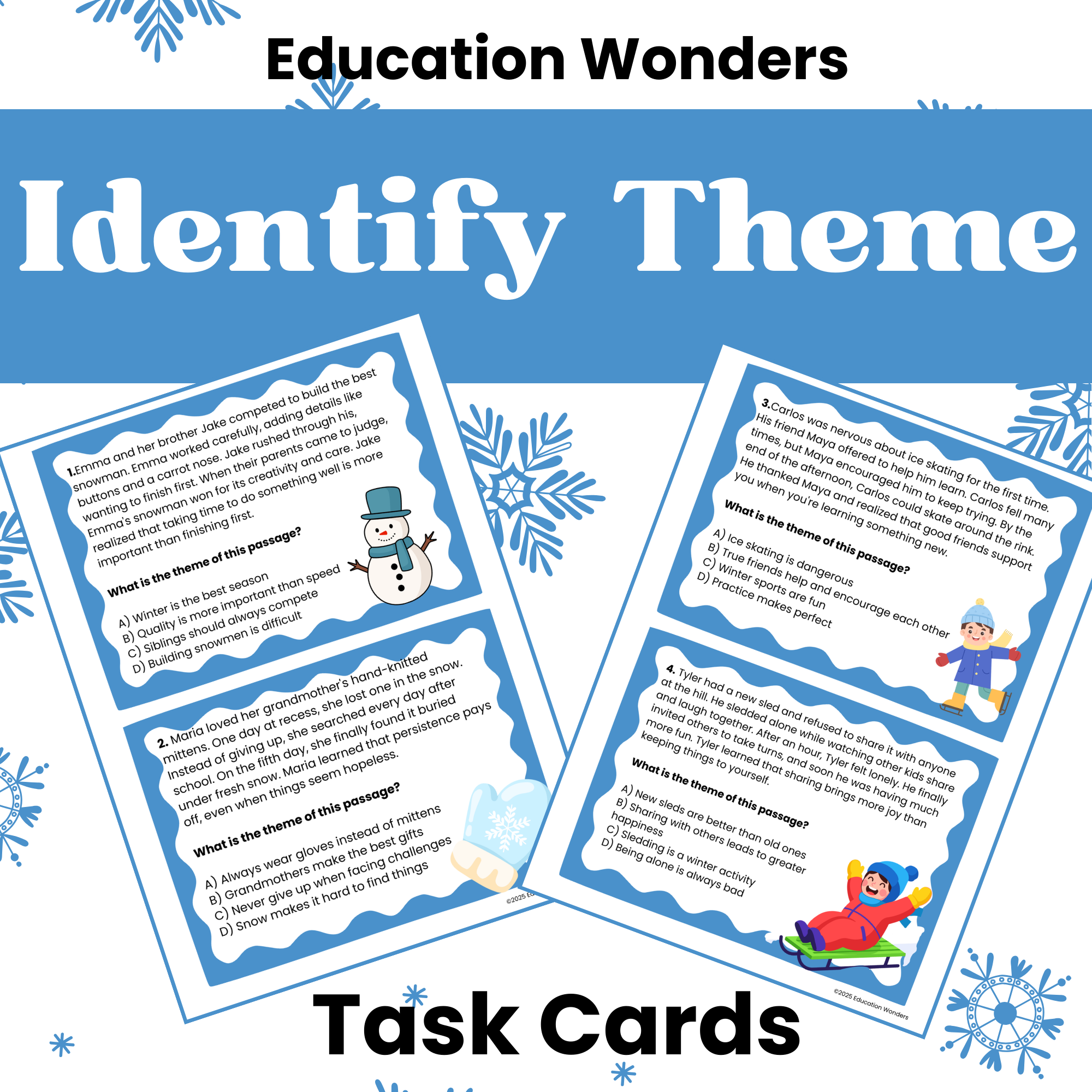 Help students master identifying the theme with these Identify Theme Task Cards designed specifically for 5th grade reading instruction. This print-and-go ELA resource provides targeted practice as students read short passages and determine the theme