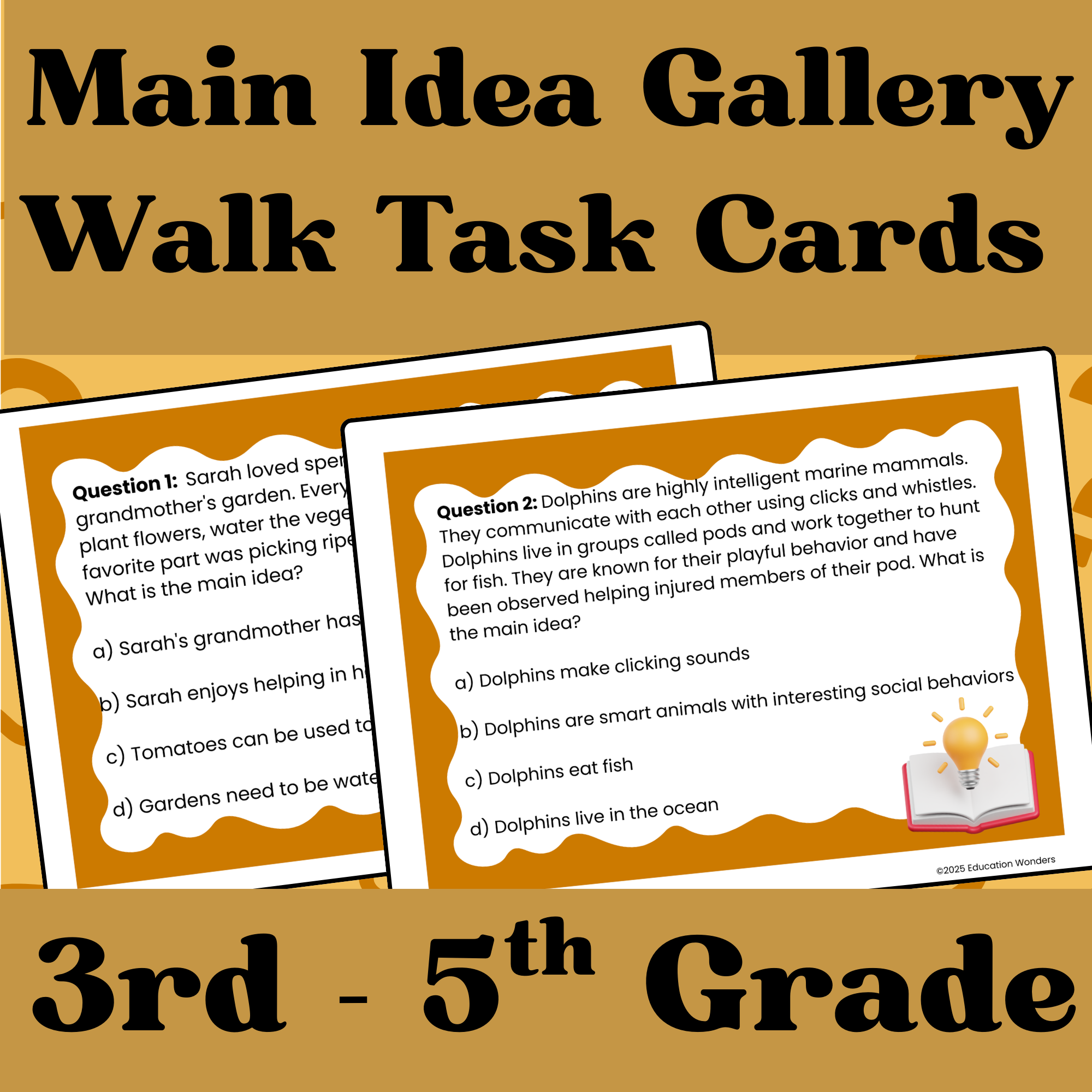 Reading Comprehension Main Idea Gallery Walk No Prep 5th Grade