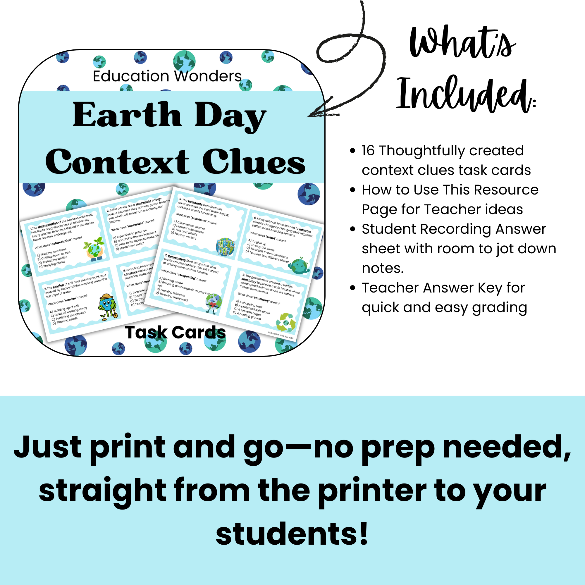 Earth Day Context Clues Task Card Cover Preview (2).png