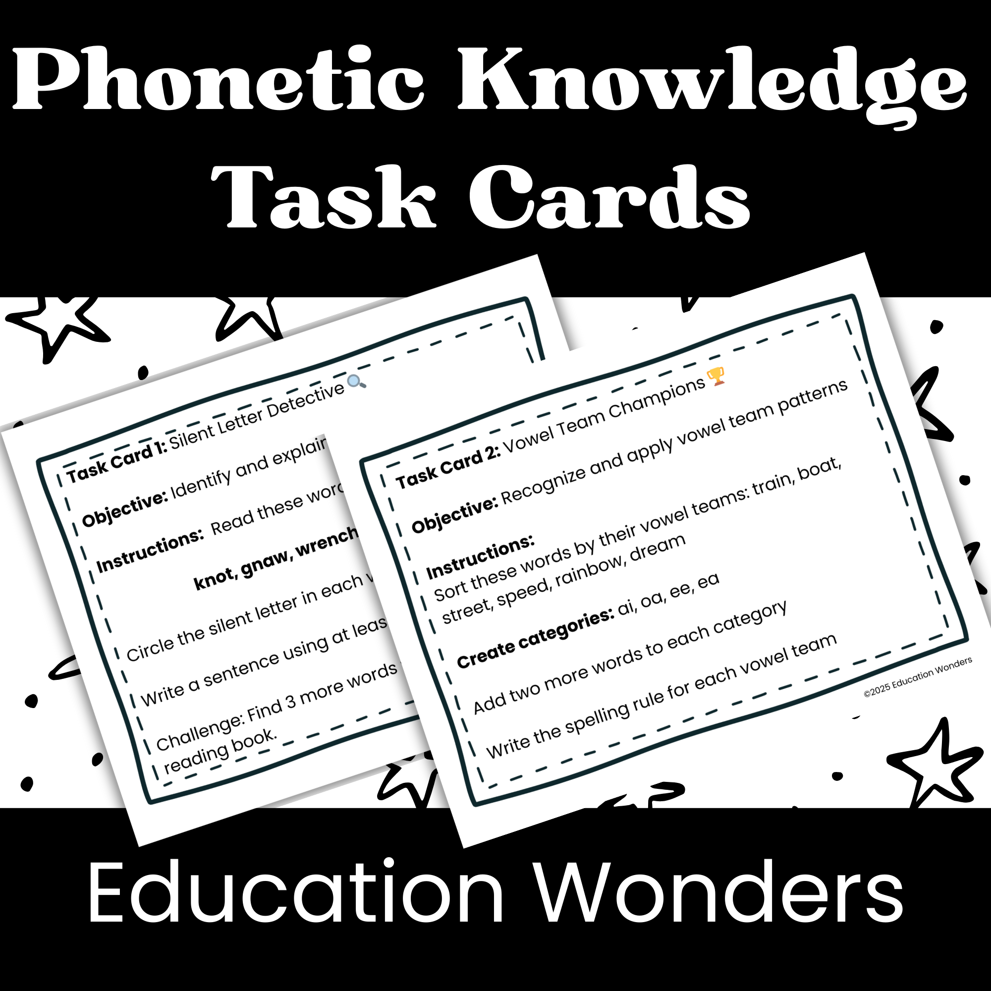 Engage your 5th-grade students with these comprehensive phonetic knowledge task cards! This resource includes 6 differentiated task cards designed to help students demonstrate and apply phonetic skills while reading and spelling.

⭐ What's Included:
