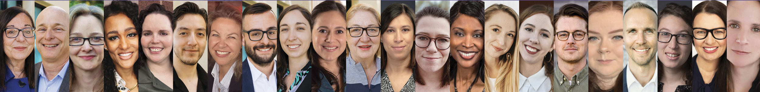 A diverse group of people smiling, including various ages, ethnicities, and genders, in a close-up group photo.