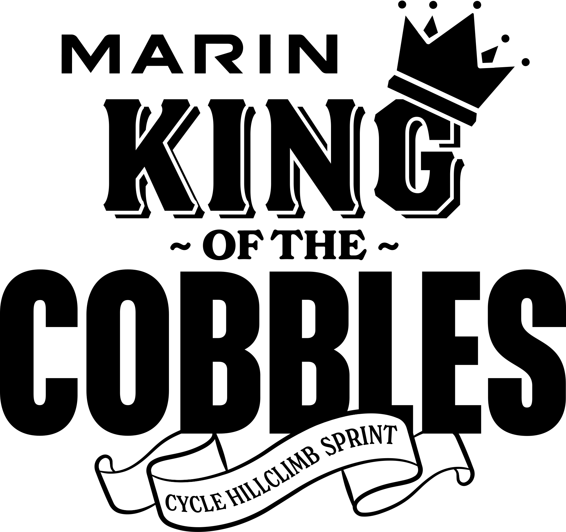 King of the Cobbles logo, sponsored by Marin Bikes.