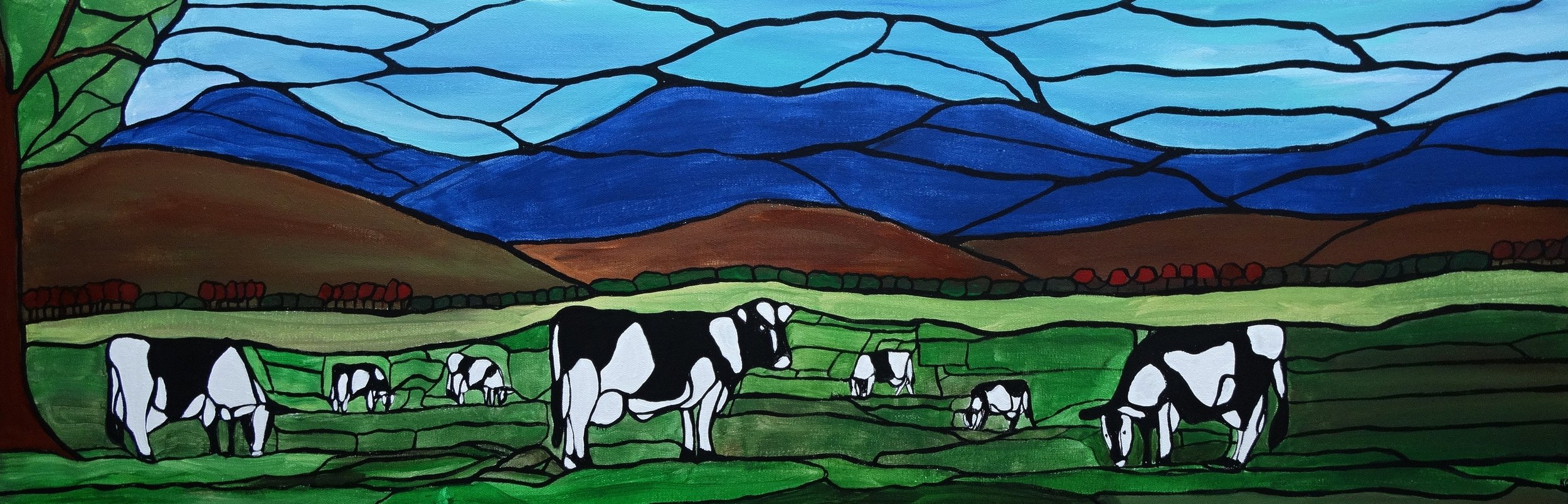 Dairy cows Stained-Glass Canvas Art