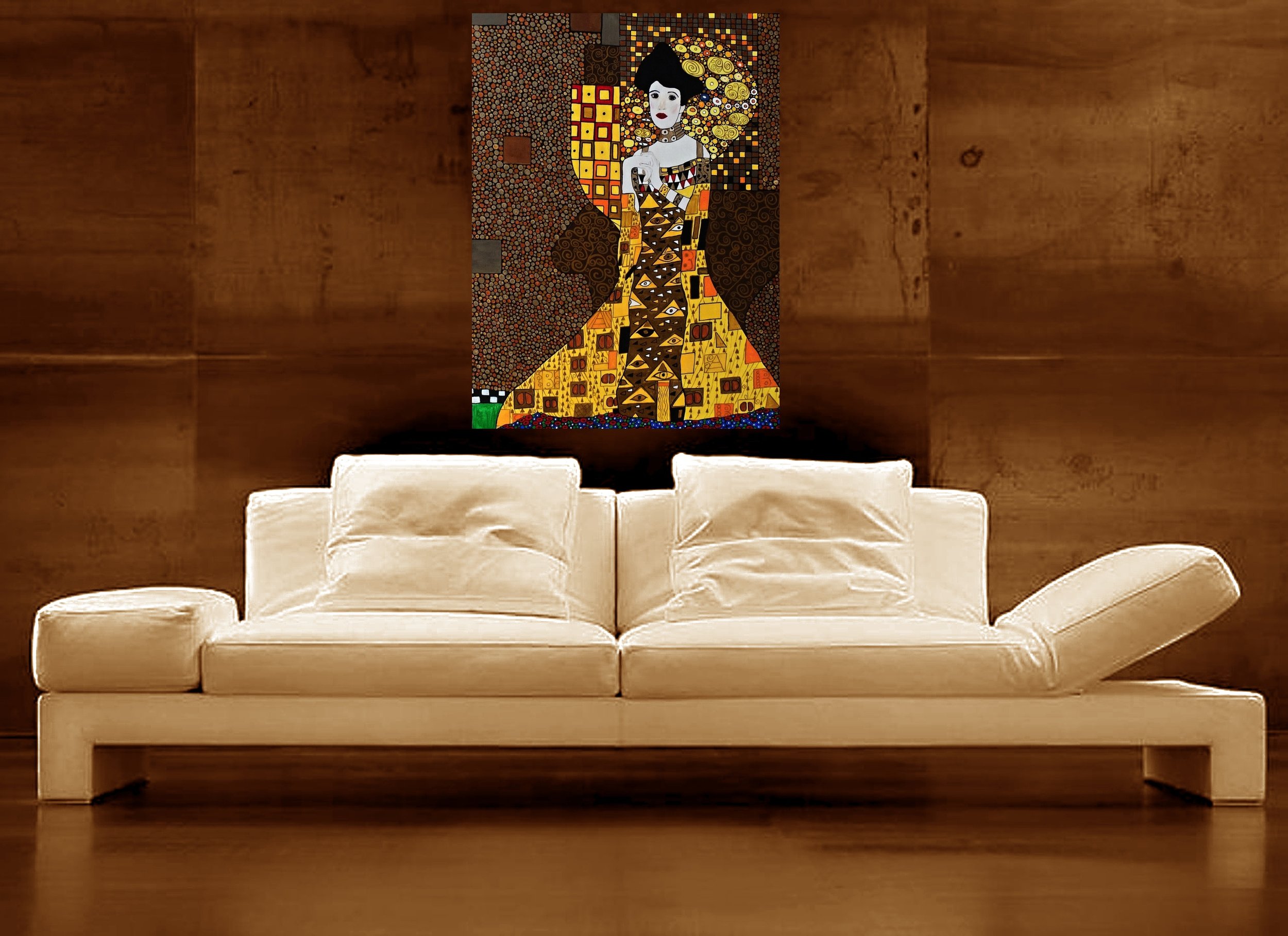 Radiant Klimt-Inspired Handcrafted Painting