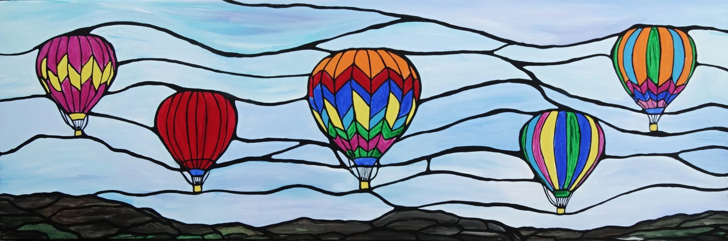 Whimsical Hot Air Balloon Stained-Glass Art