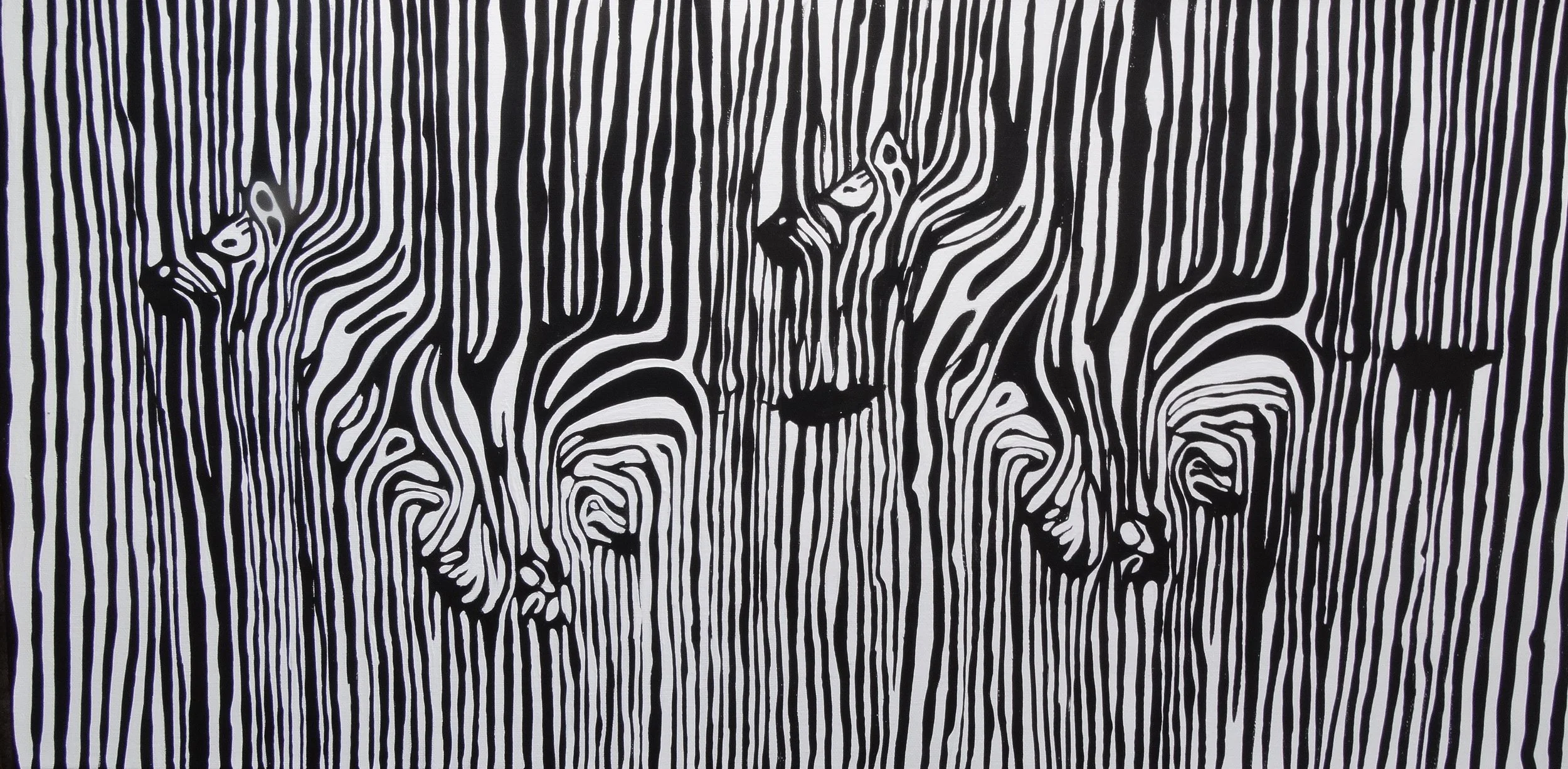 Zebras Monochrome Abstract Canvas Art