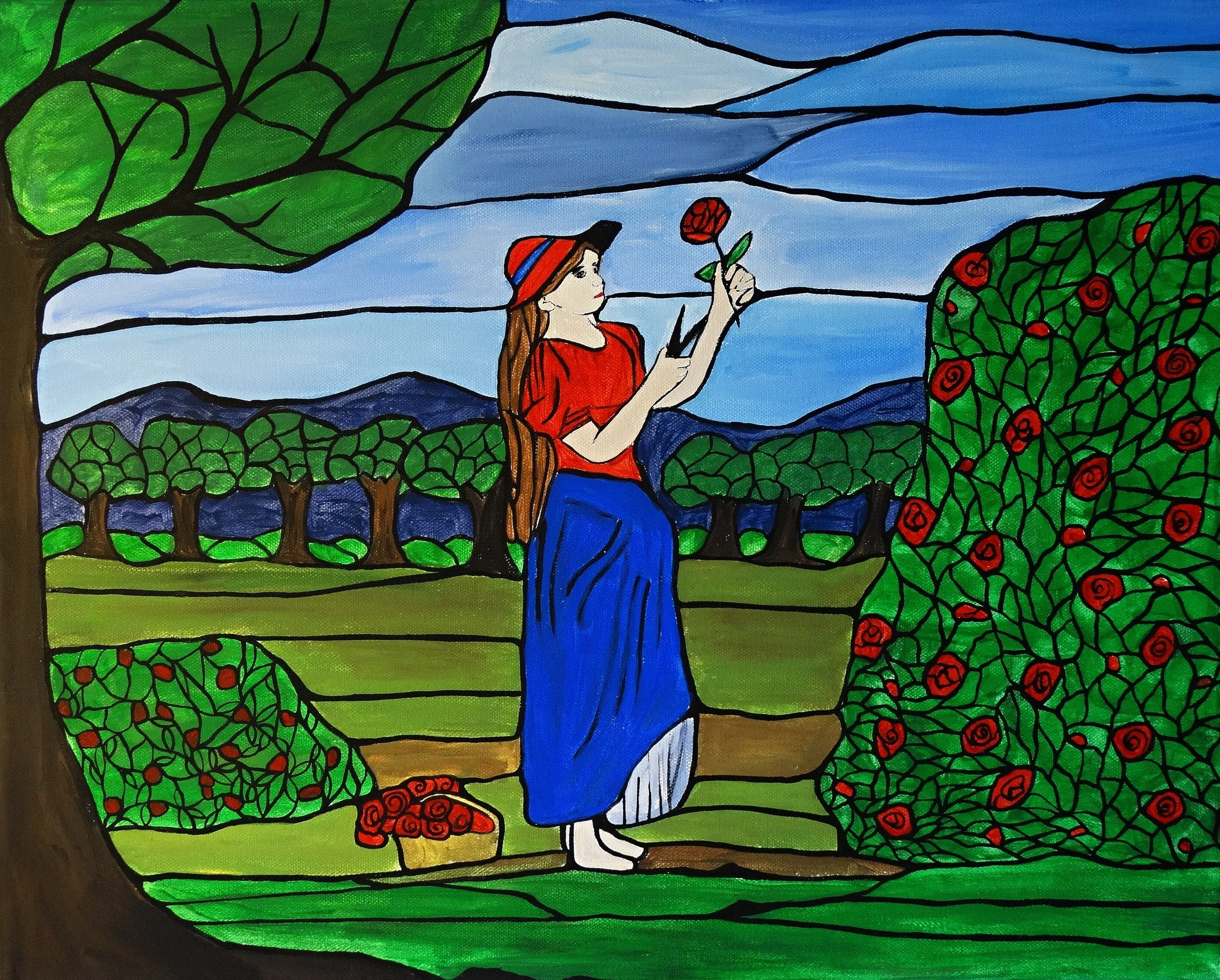 Serenity in Bloom - Hand-Painted Canvas Art