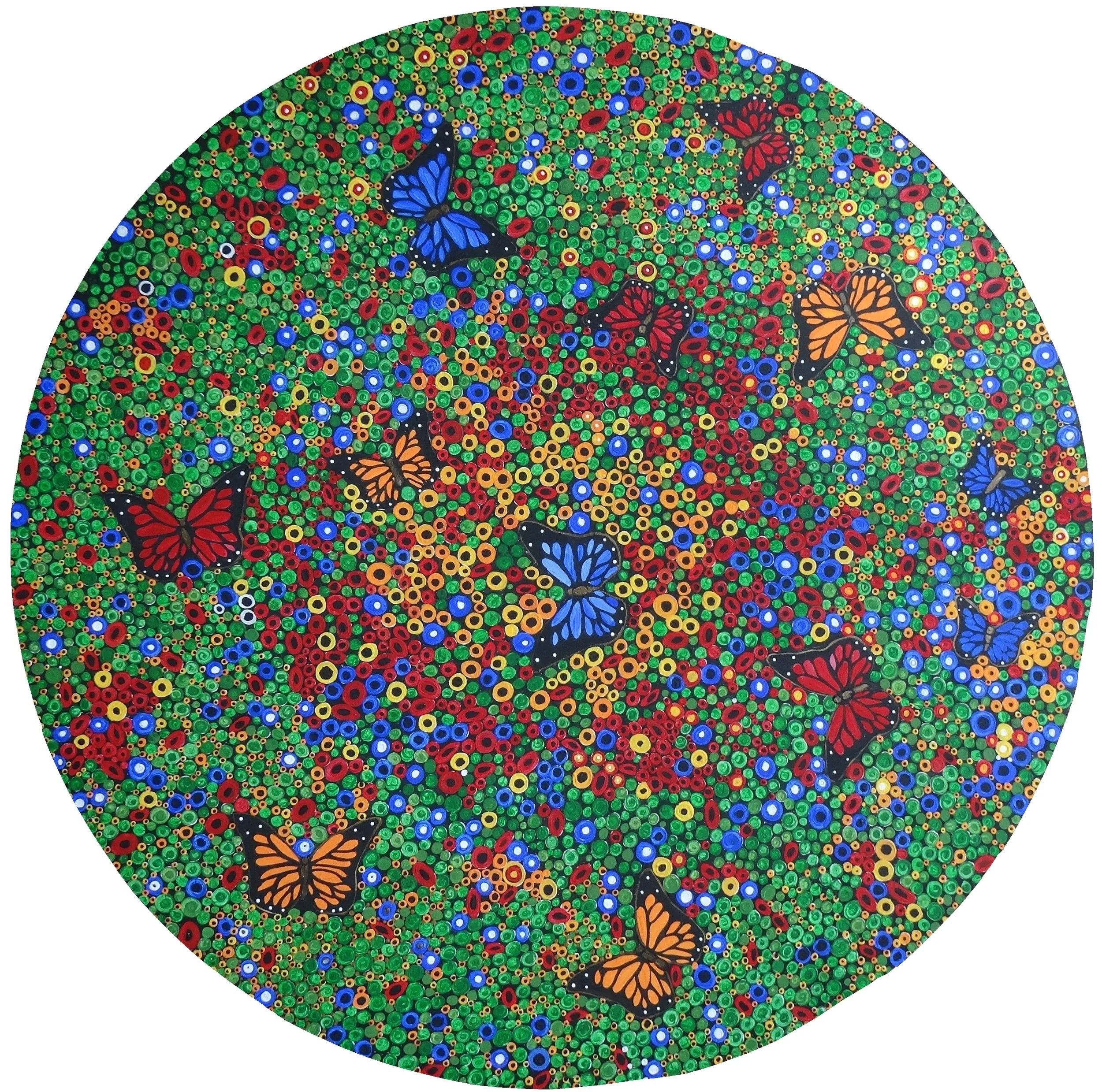 Butterfly Garden Circular Canvas Art