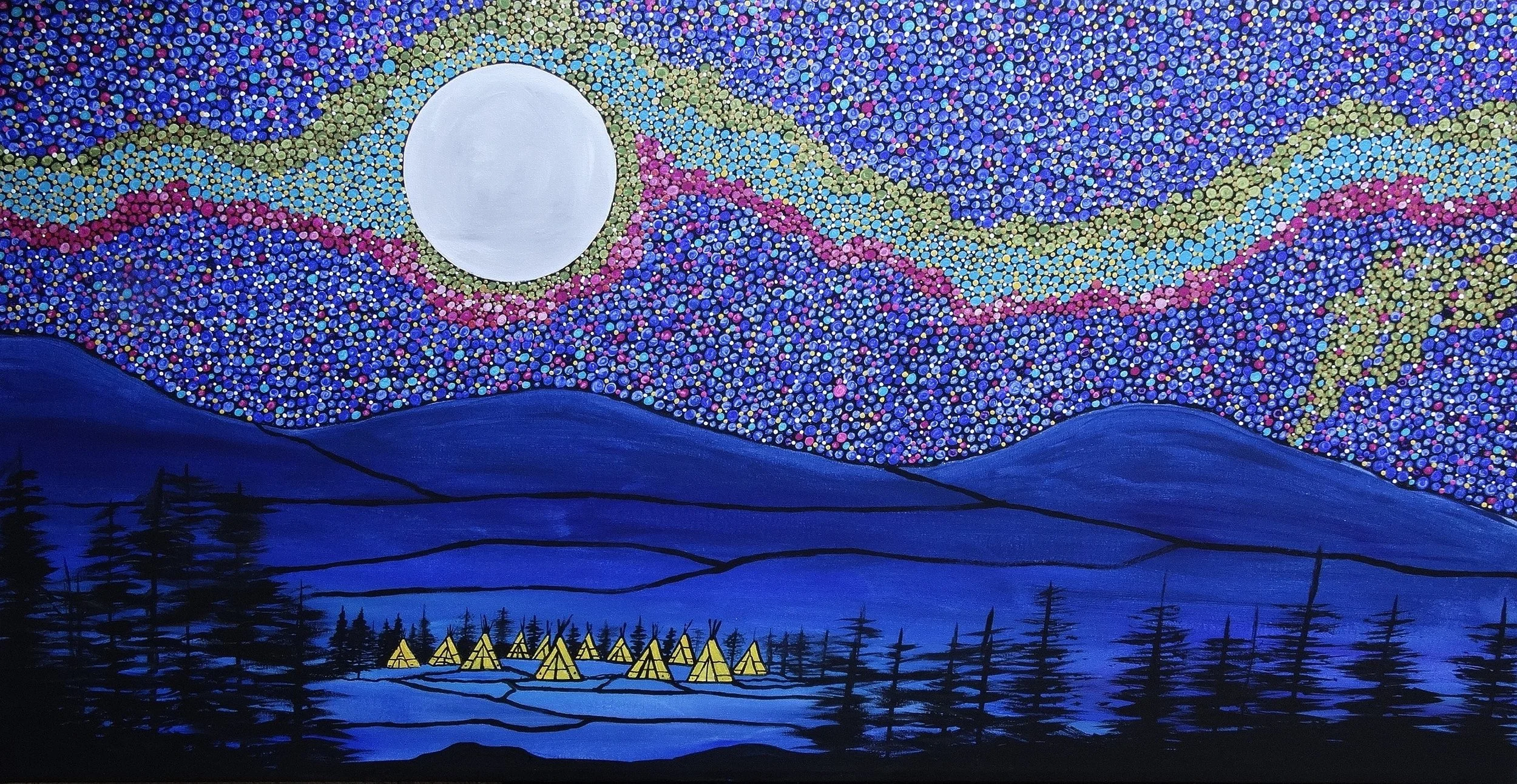 Starlit Nightscape Canvas Art