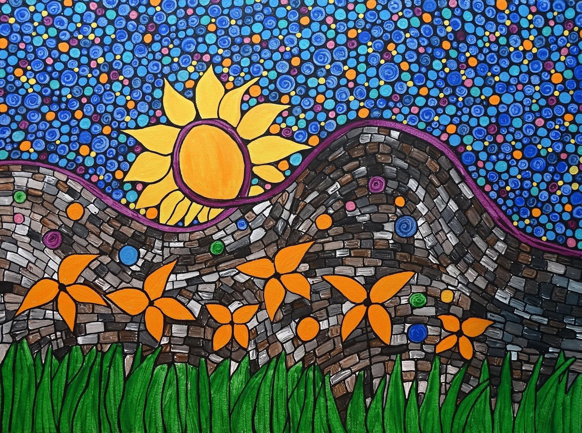 Sunrise Mosaic Art Canvas