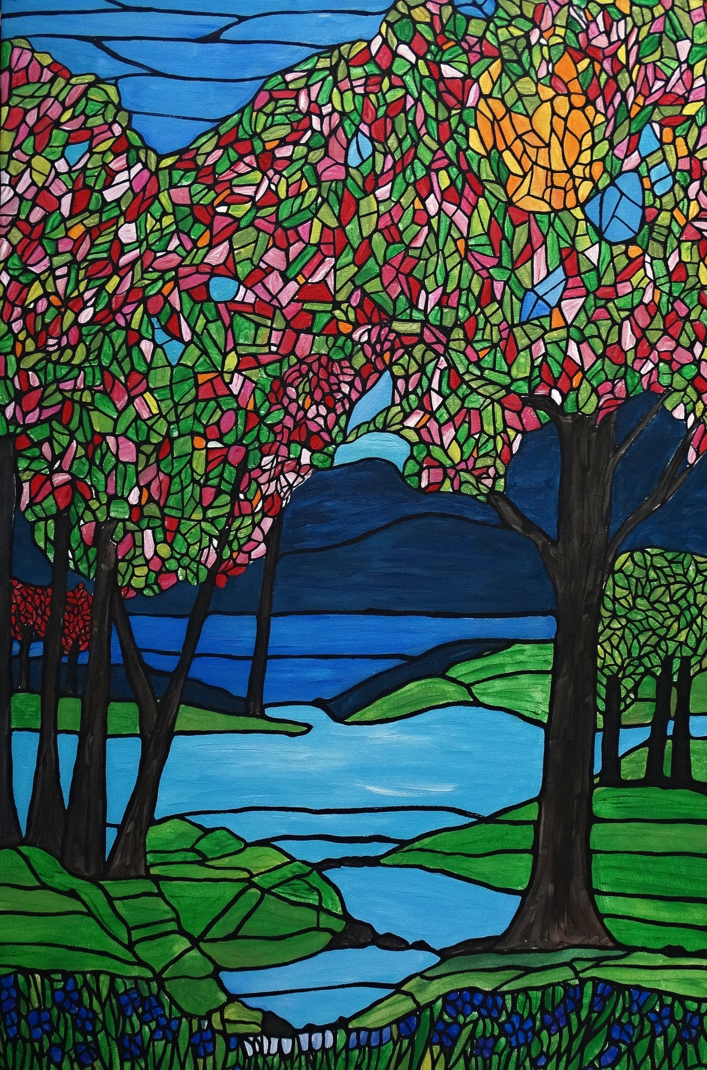 Vibrant woodland Mosaic Painting