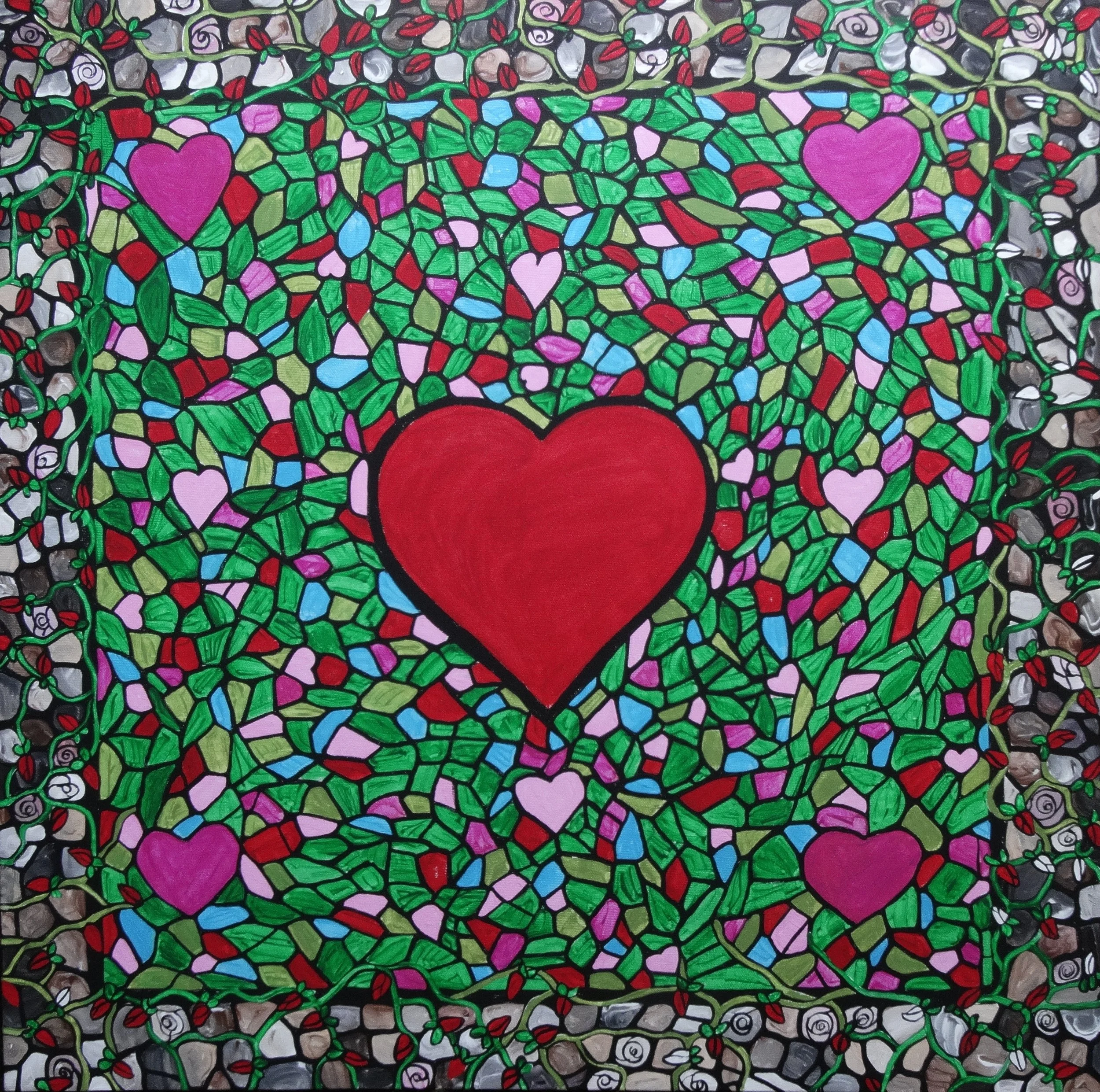 Radiant Heart Mosaic Canvas