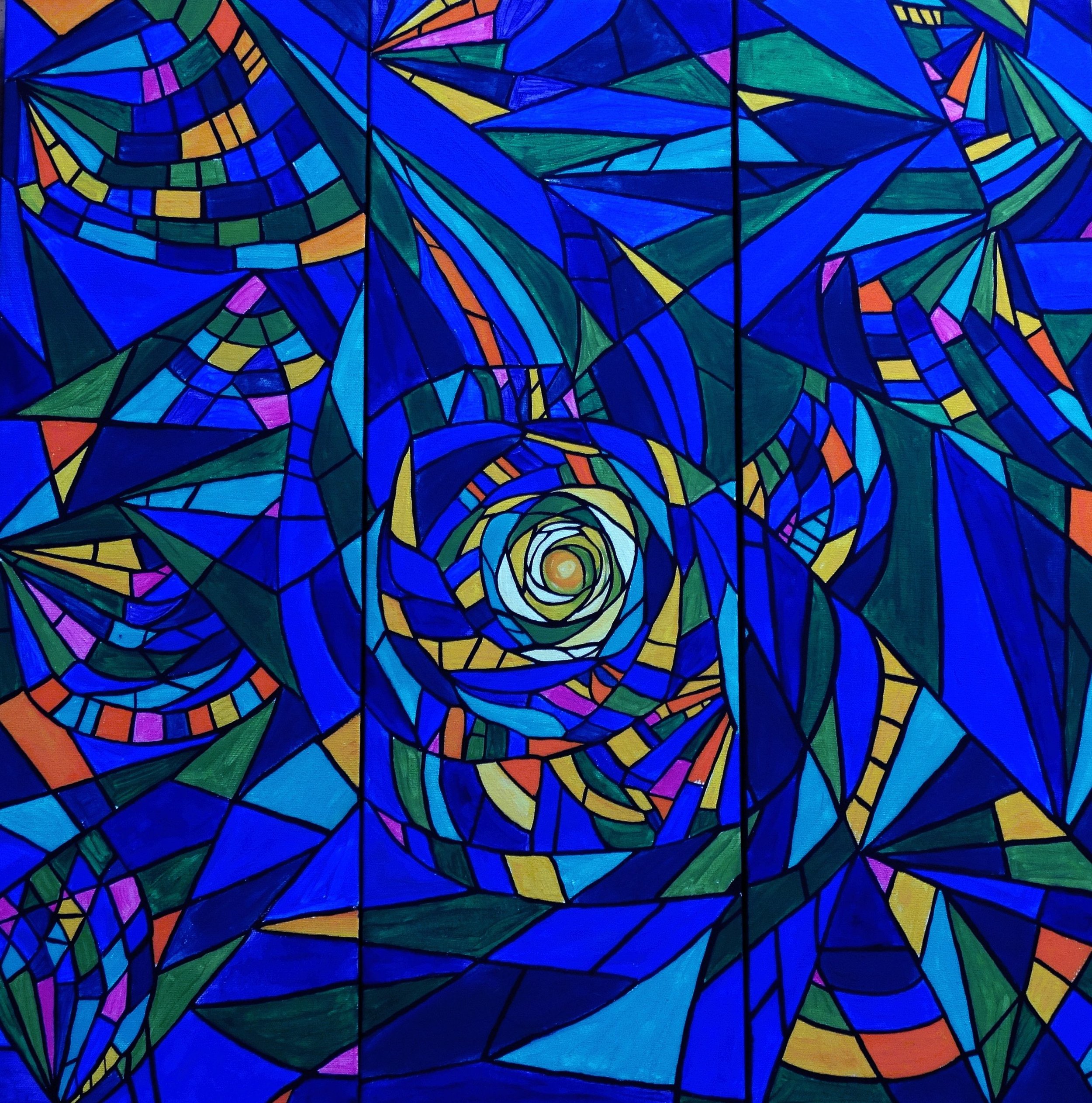 Vibrant Geometric Stained Glass Canvas Art