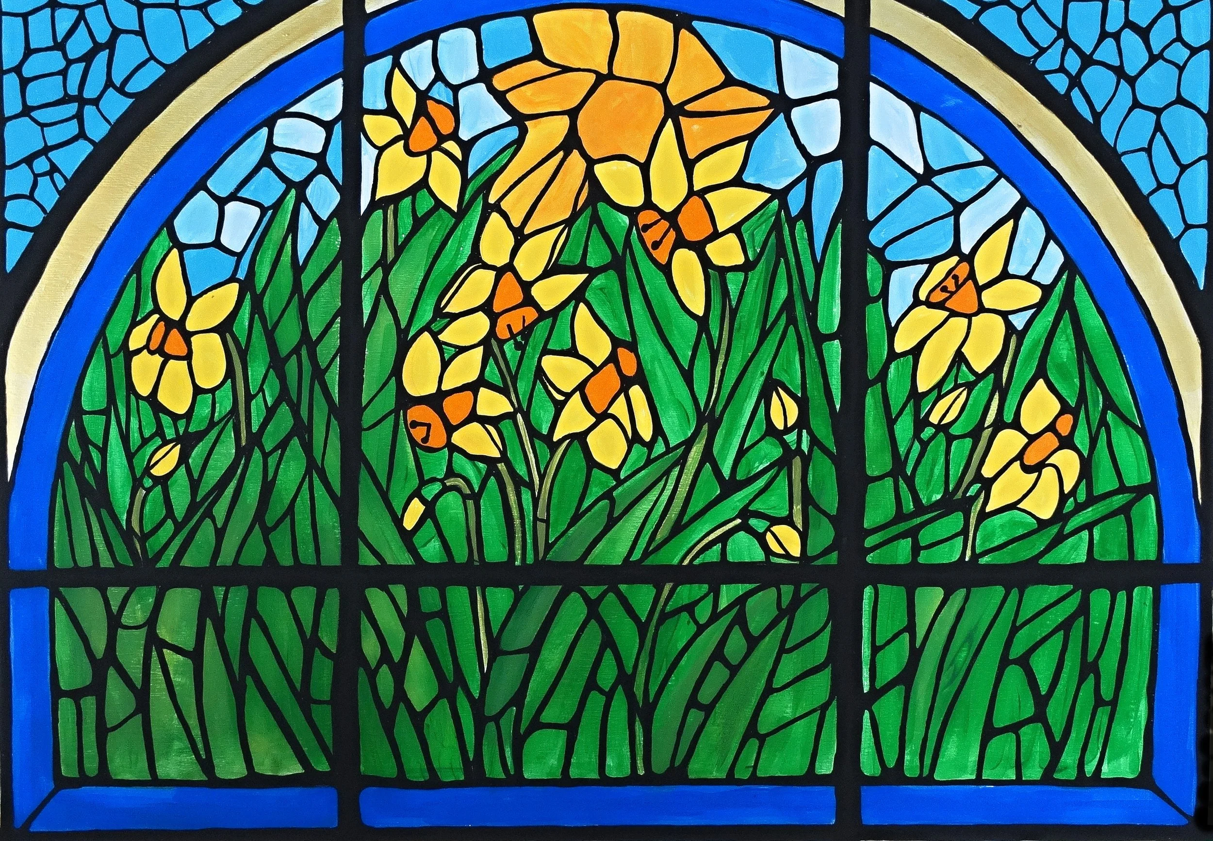 Springtime Bloom Stained Glass Canvas