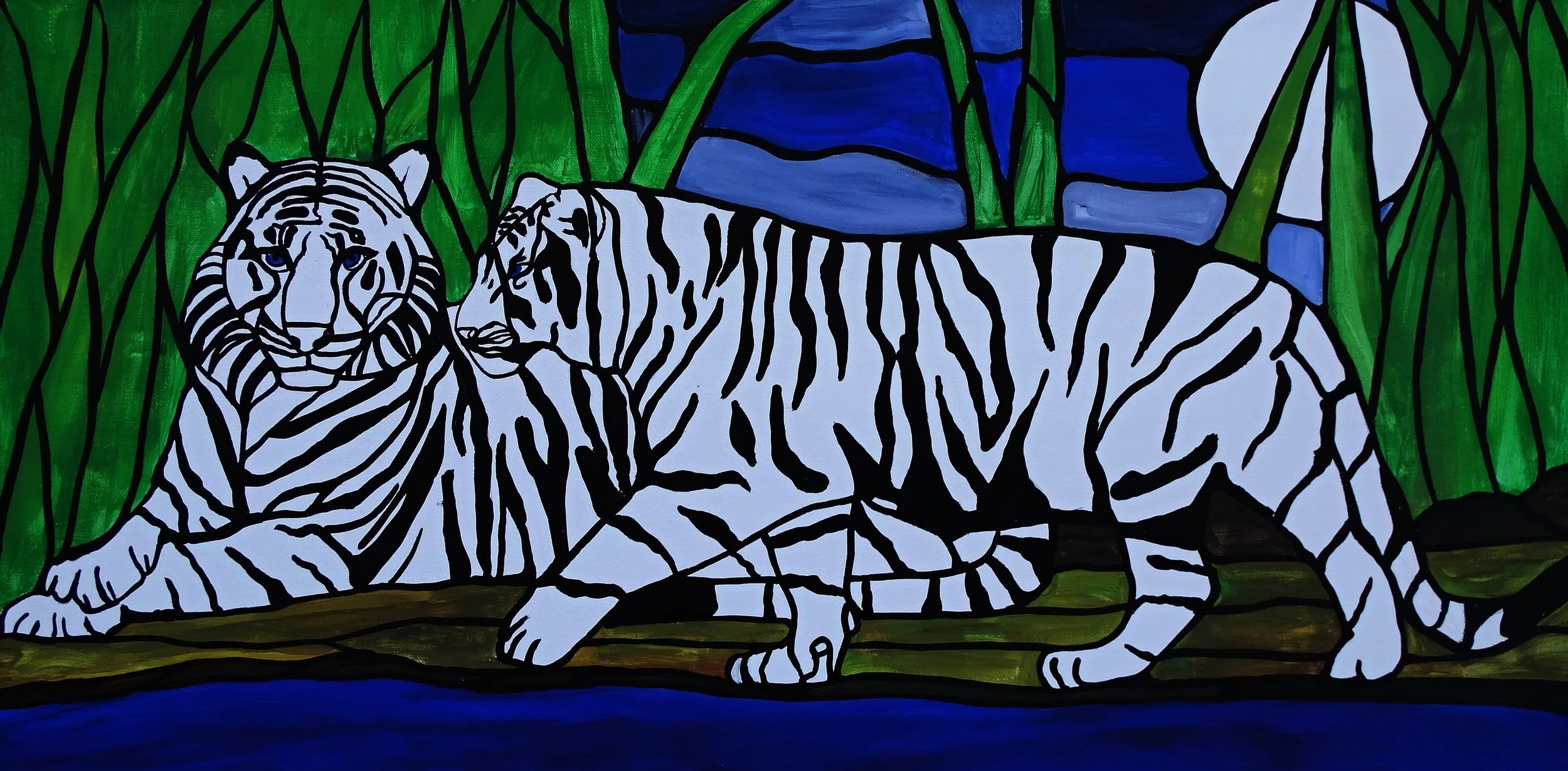 Moonlit Tigers Canvas Art