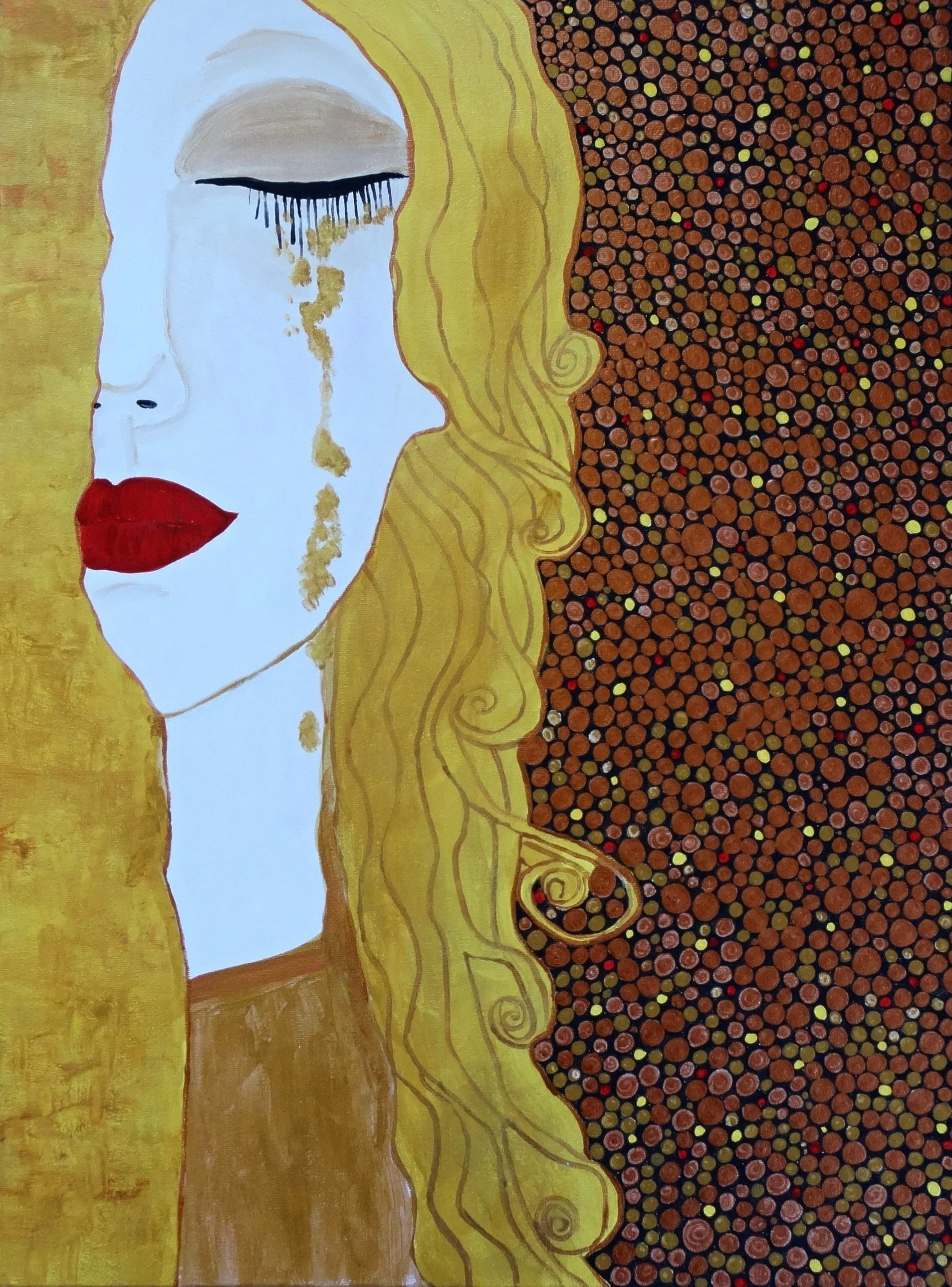 Elegance in Emotion Abstract Painting- tears of gold