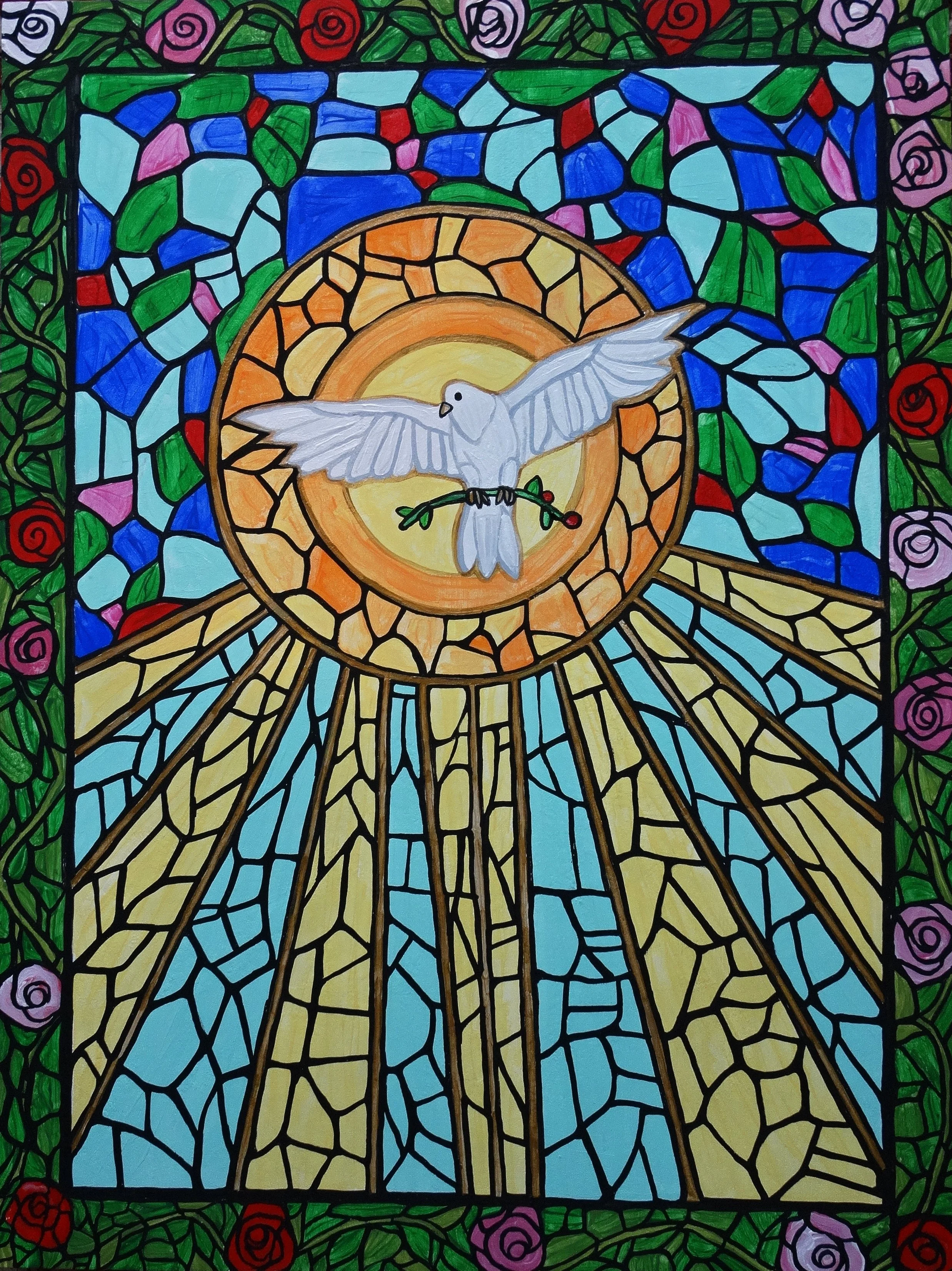 Peaceful Dove Stained Glass painting