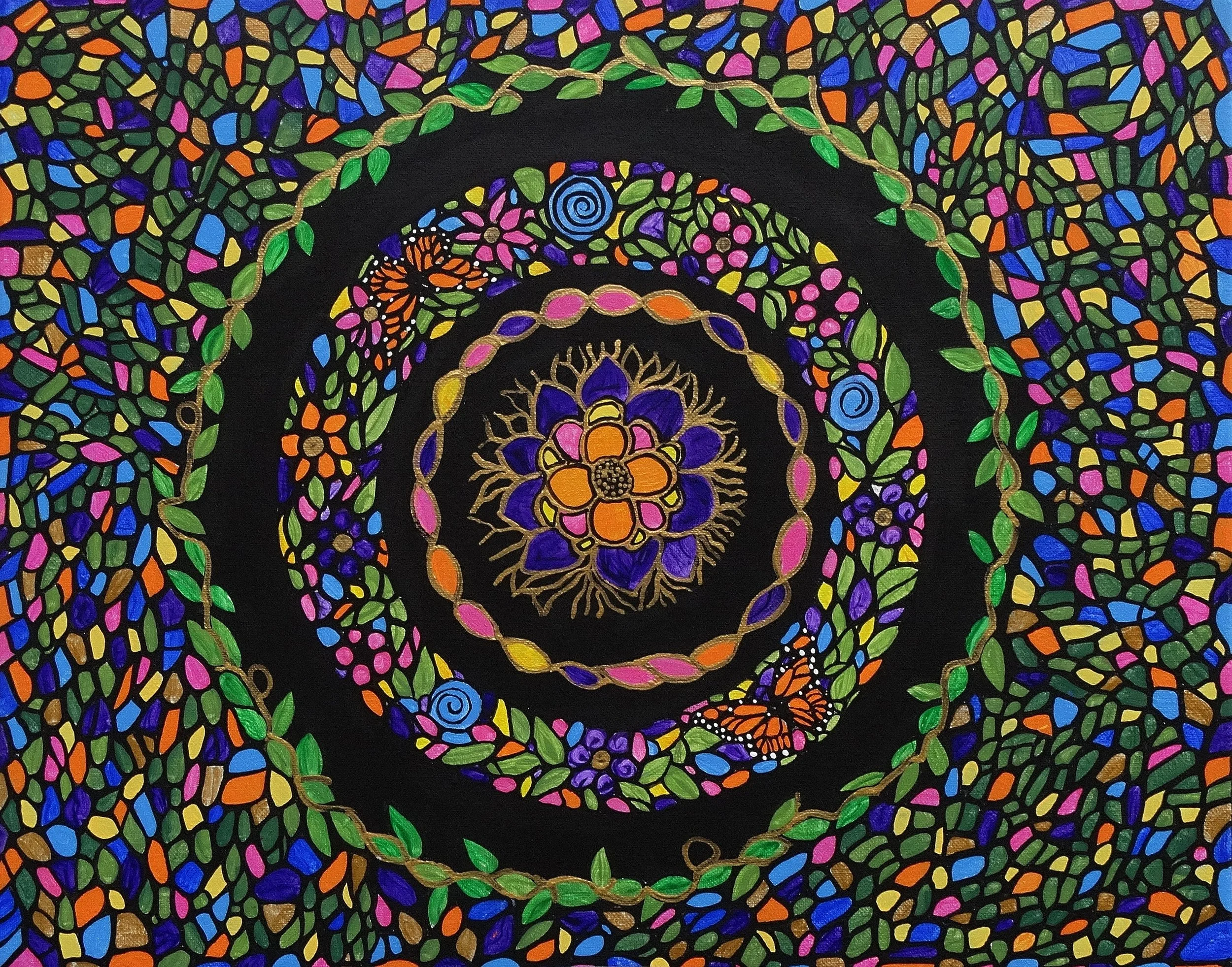 Vibrant Mandala Mosaic Artwork