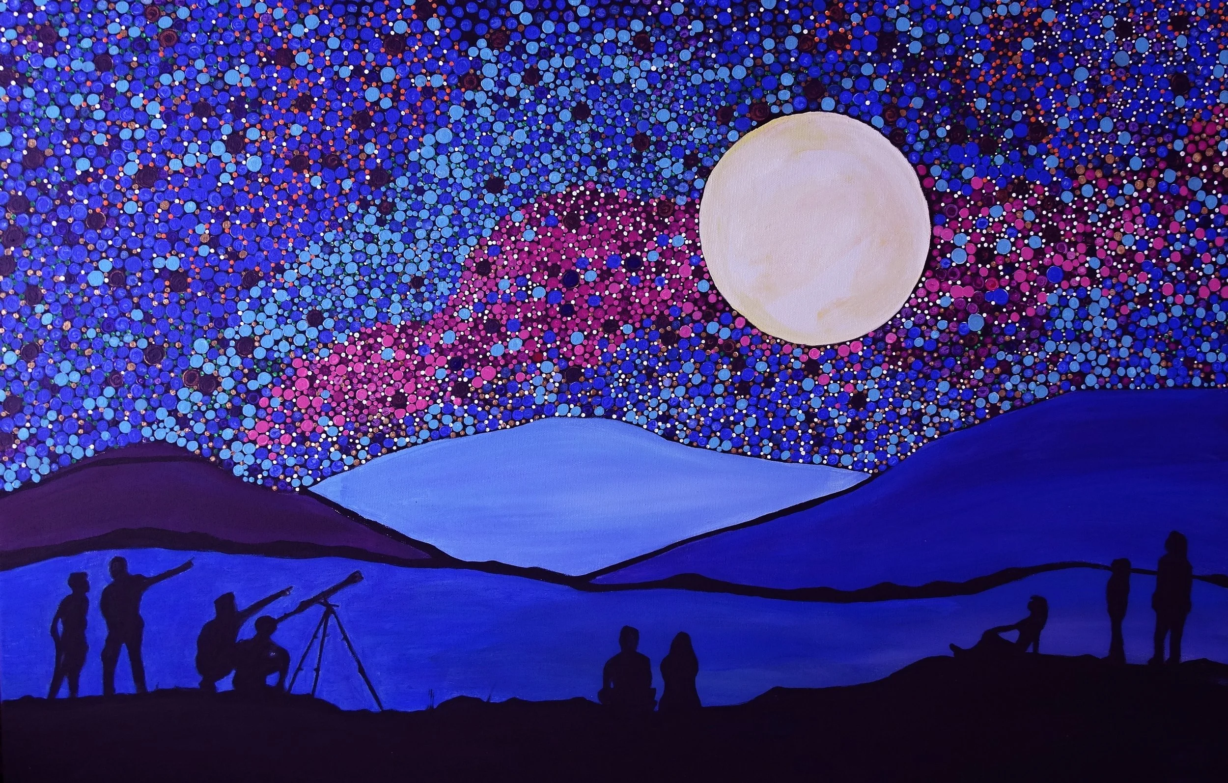 Starlit Serenity: Acrylic Night Sky Painting