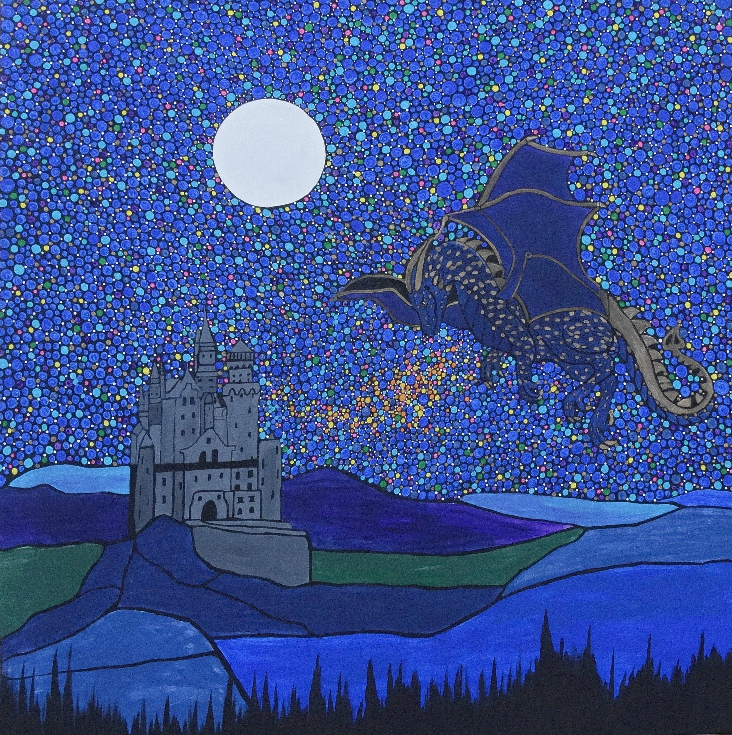 Starlit Dragon Flight Canvas Art