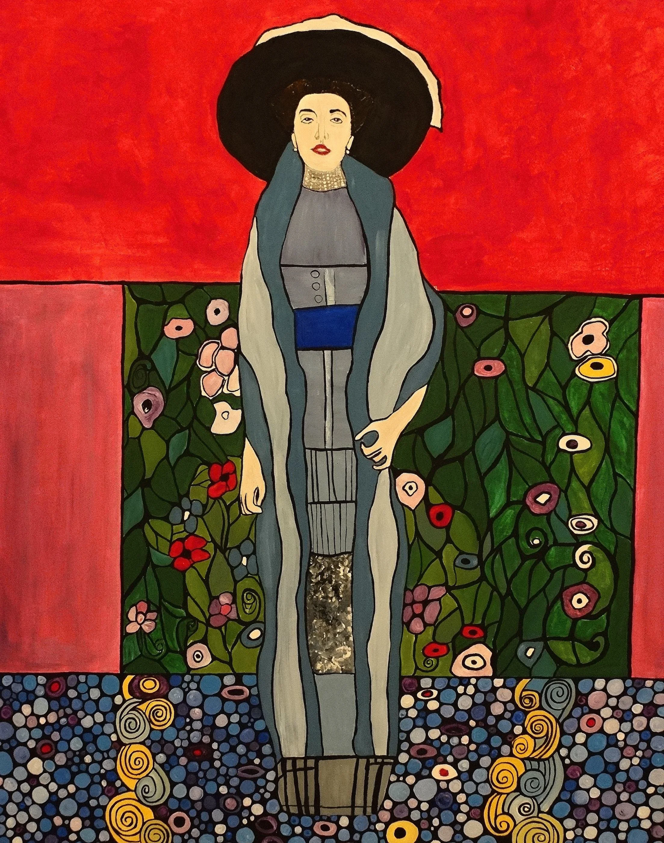 Adele Bloch Bauer portrait -Elegant Lady in Floral Canvas Art