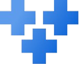 A pattern of blue plus-sign symbols stacked. One on bottom row, with two on top row.
