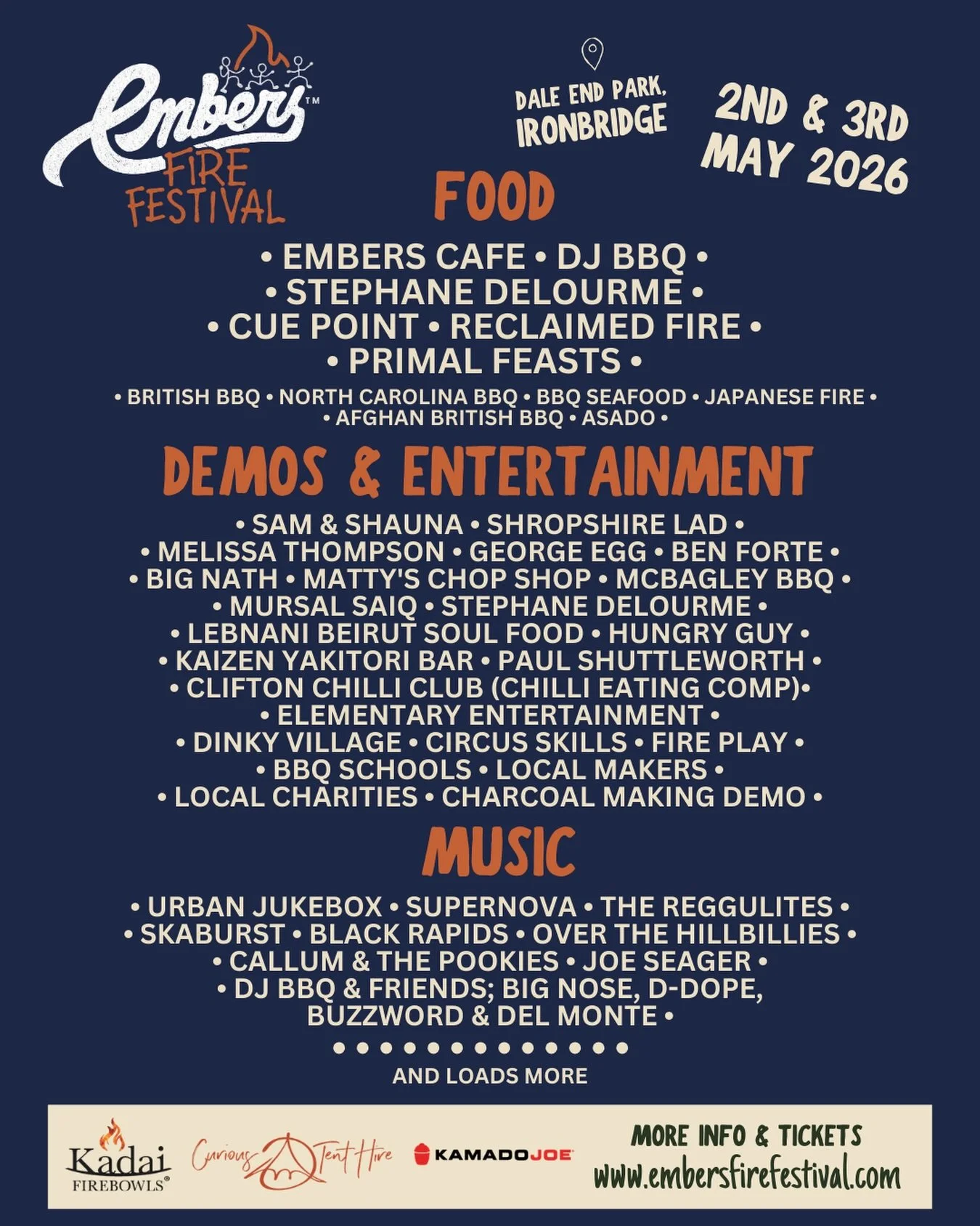 FULL LINEUP FOR EMBERS FIRE FESTIVAL 🔥🥩🕺🎷

This is the biggest fire food festival to hit Shropshire, all in the name of celebrating @embers.shropshire&rsquo;s third birthday. Not to mention the incredible music lineup and entertainment we have go