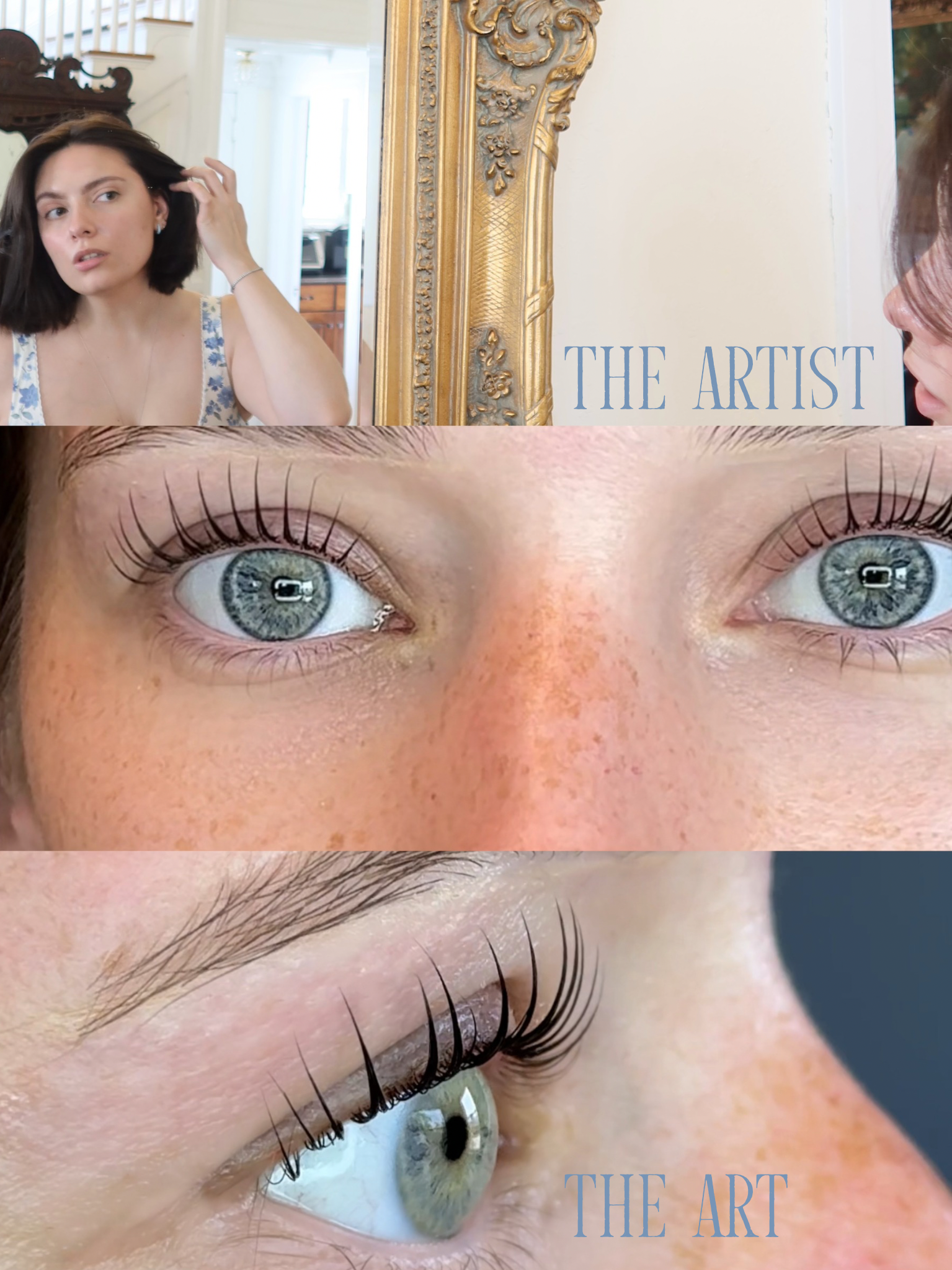 Close-up of a woman's eye with long eyelashes, looking to the side, with the words 'The Artist' on the bottom right.