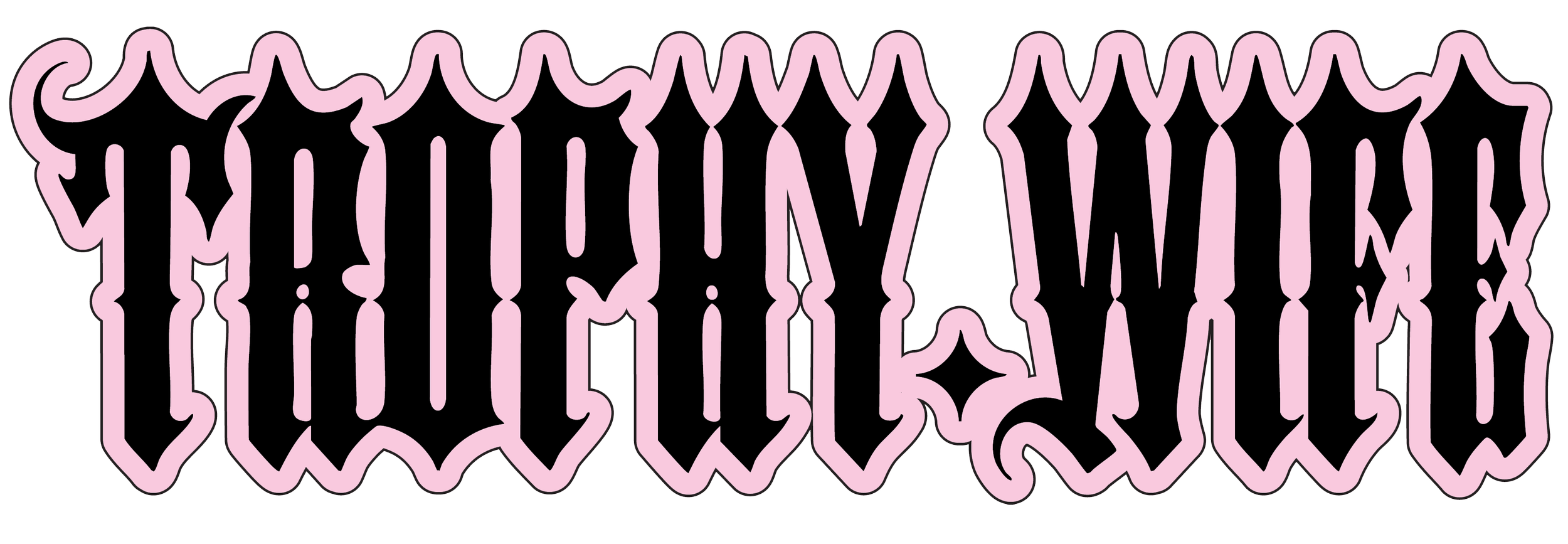 Stylized pink and black gothic text that reads 'TROPHY WIFE'