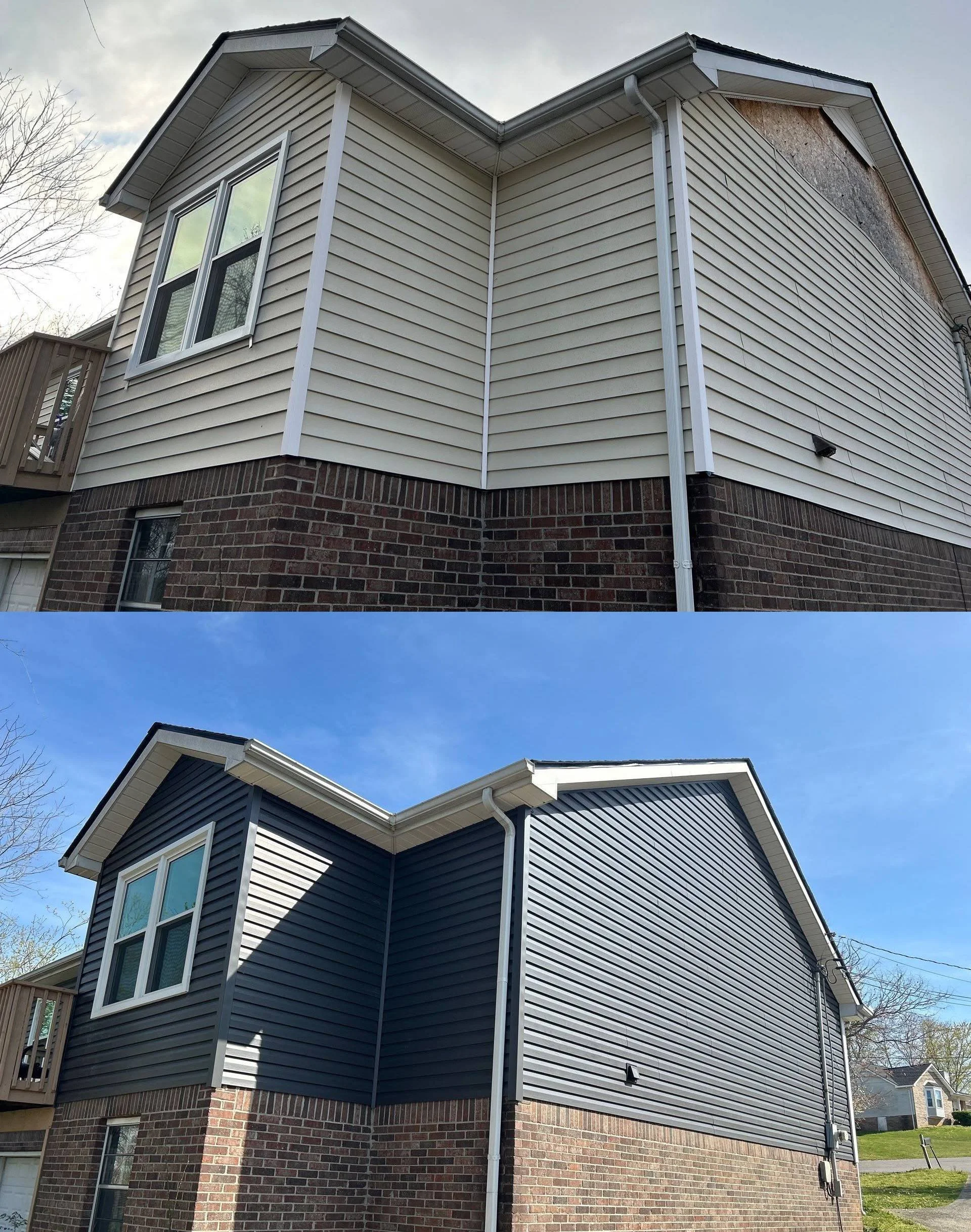 Before and after vinyl siding replacement by Lil Fellers in Clarksville TN
