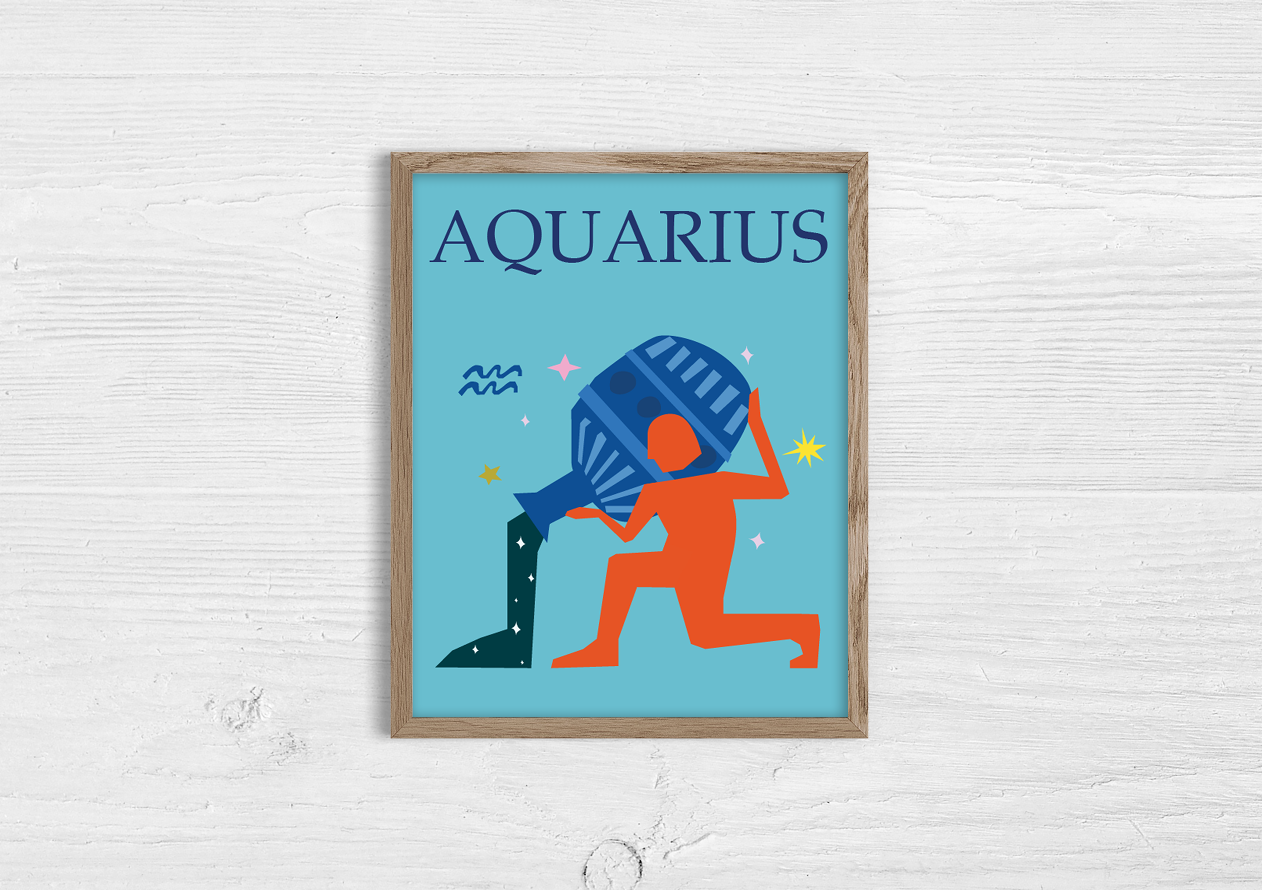 'Aquarius' Zodiac Illustrated Print