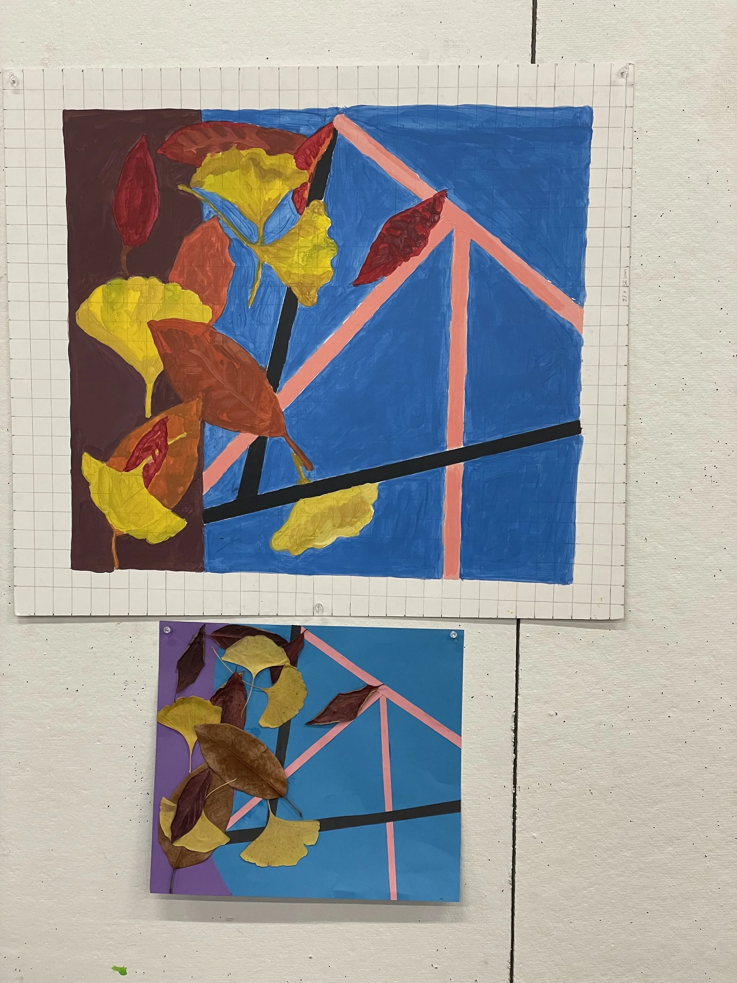 Autumn Leaves Project, acrylic painting, 23x28" 2025