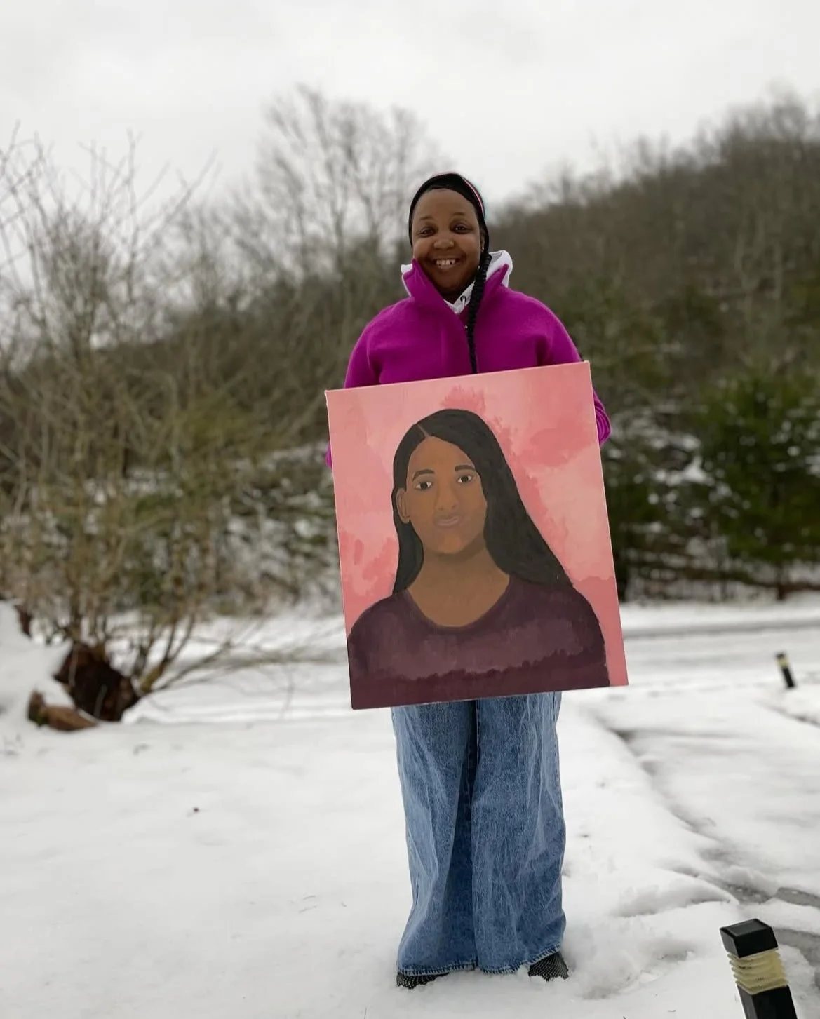 Mirror self-portrait, oil-painting, 2024, 20x23