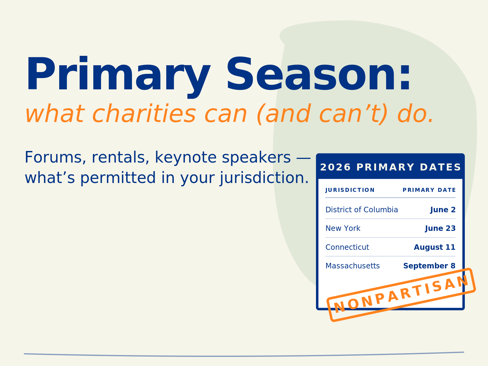 Primary Season Is Coming to NY, DC, MA, and CT — What Your Charity Can (and Can’t) Do at a Candidate Forum