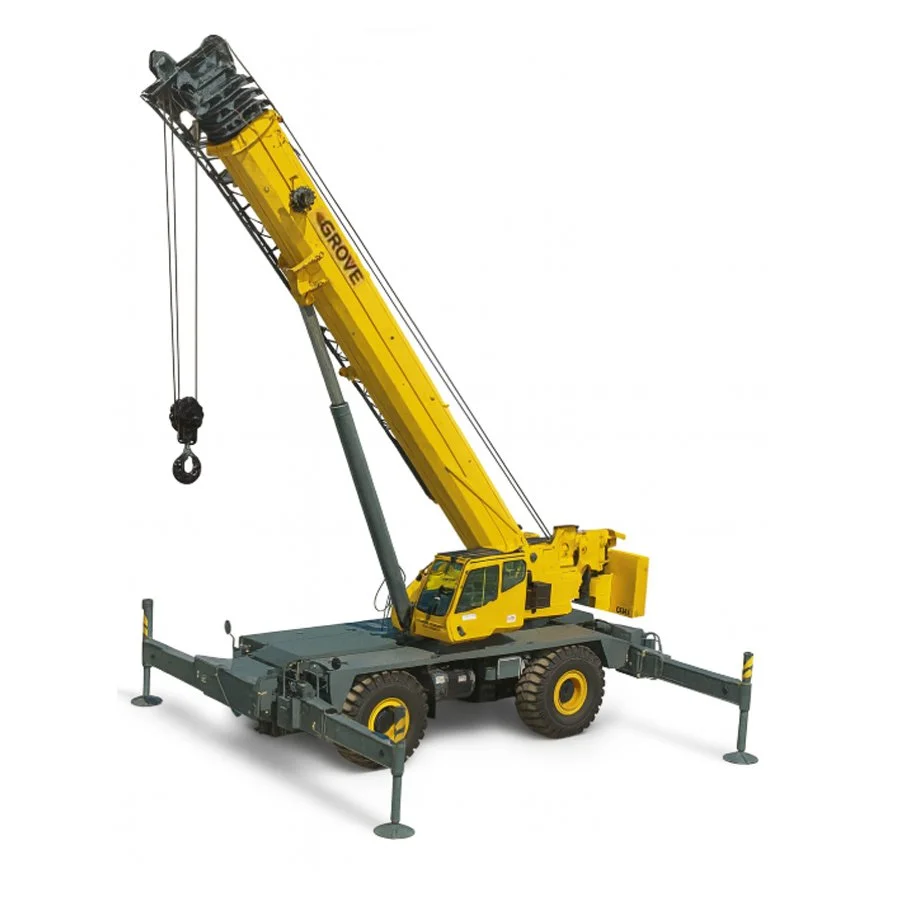 Construction workers and a crane installing the roof of a stadium grandstand, with metal framework and a control cabin being lifted into place against a cloudy sky.