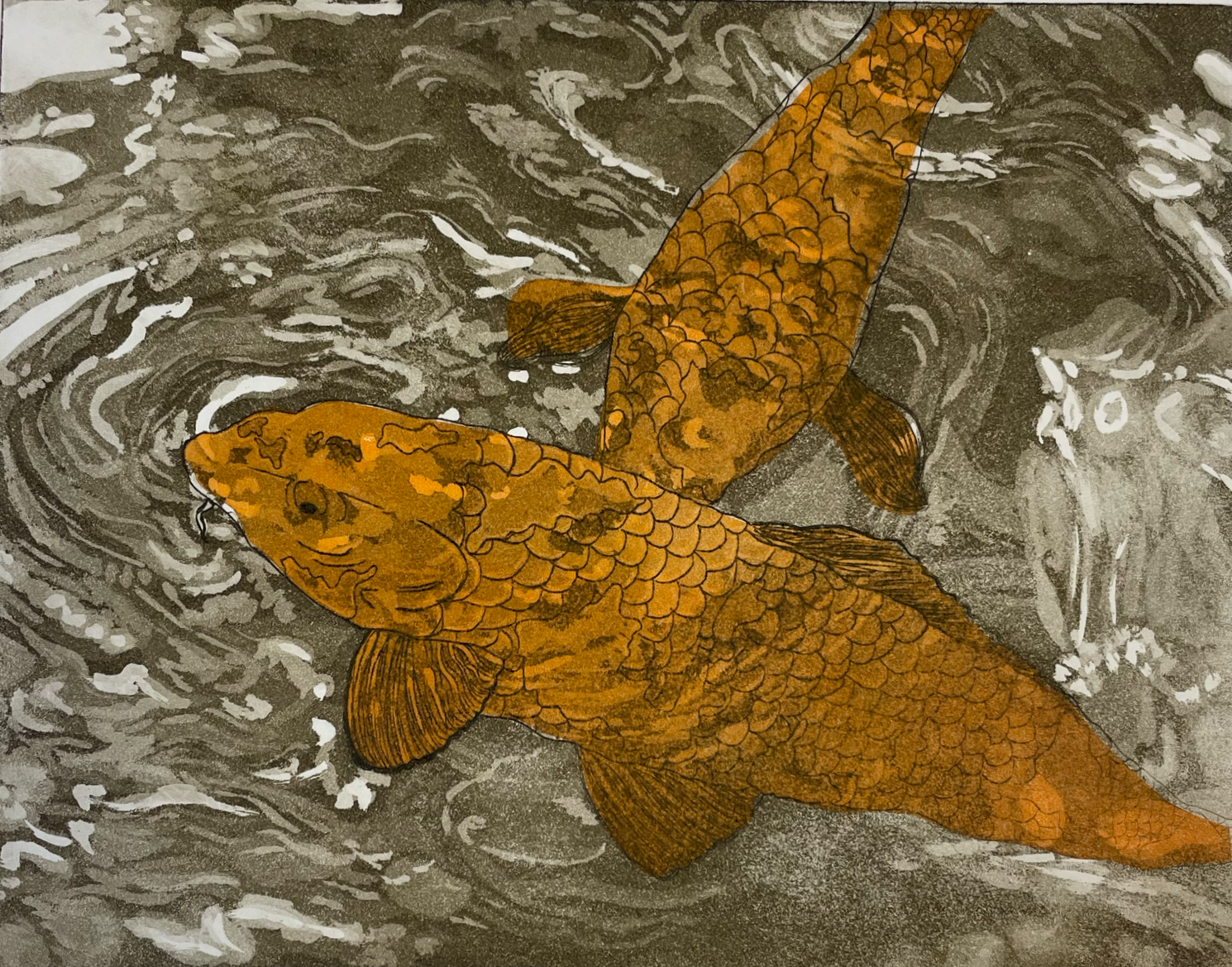 Amber Ripples | Copperplate Etching, 2025