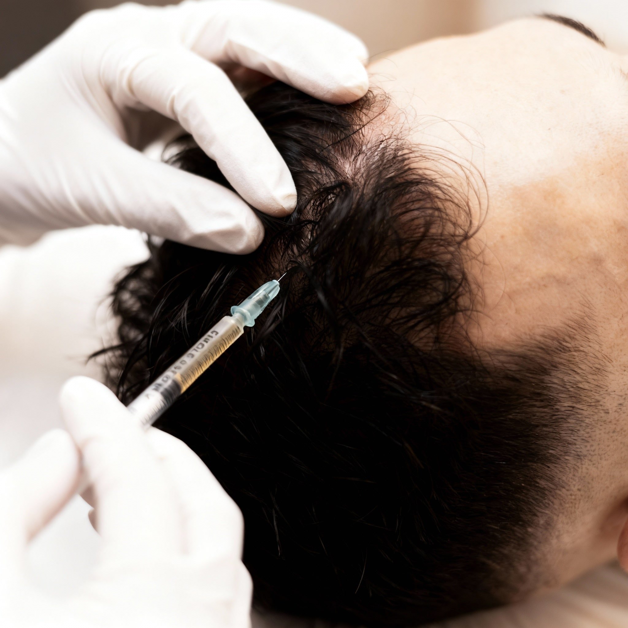 Illustration de la technique de mésothérapie capillaire au cabinet du Dr Samson