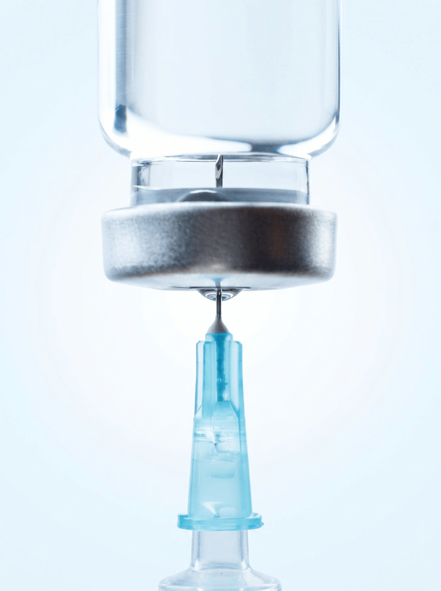 Pr&eacute;paration du Sculptra, pr&eacute;l&egrave;vement du produit avant injection au cabinet du Dr Samson &agrave; &Eacute;vian