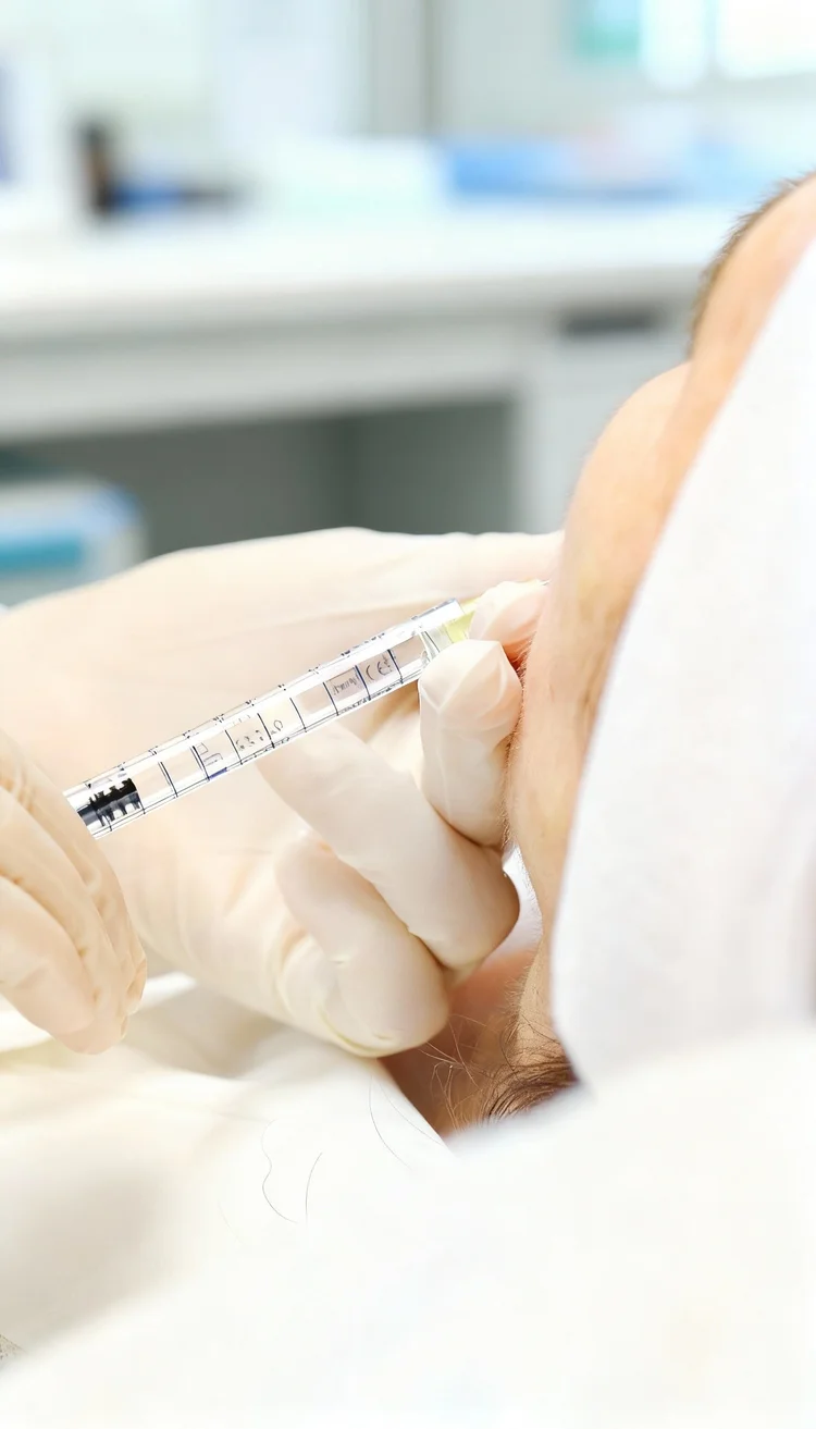 Injection esth&eacute;tique du visage r&eacute;alis&eacute;e par un m&eacute;decin gant&eacute; au cabinet du Dr Samson &agrave; &Eacute;vian