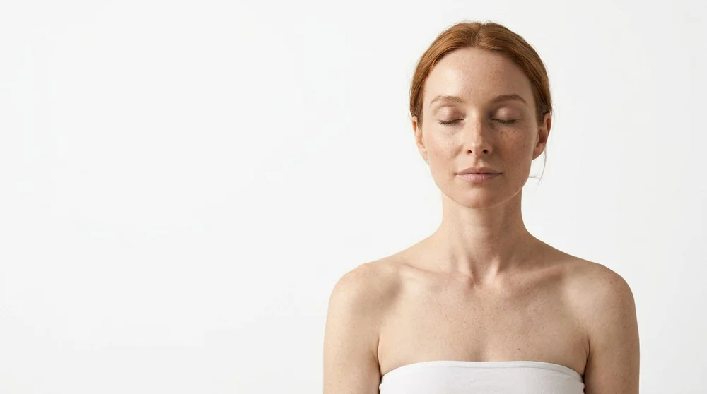 Épilation laser et douleur : femme les yeux fermés, calme, avant une séance au cabinet du Dr Samson à Évian