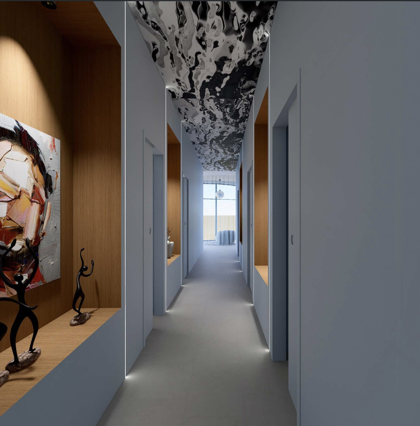 Couloir du cabinet de médecine esthétique du Dr Samson à Évian-les-Bains.