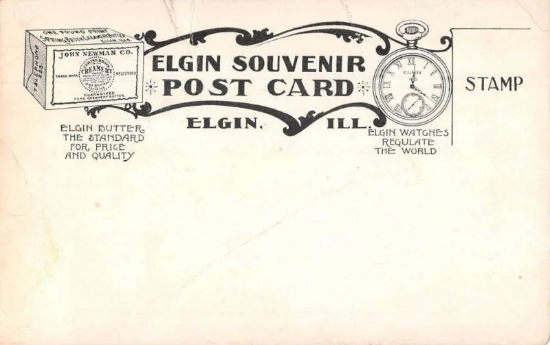 Back of post card showing John newman butter