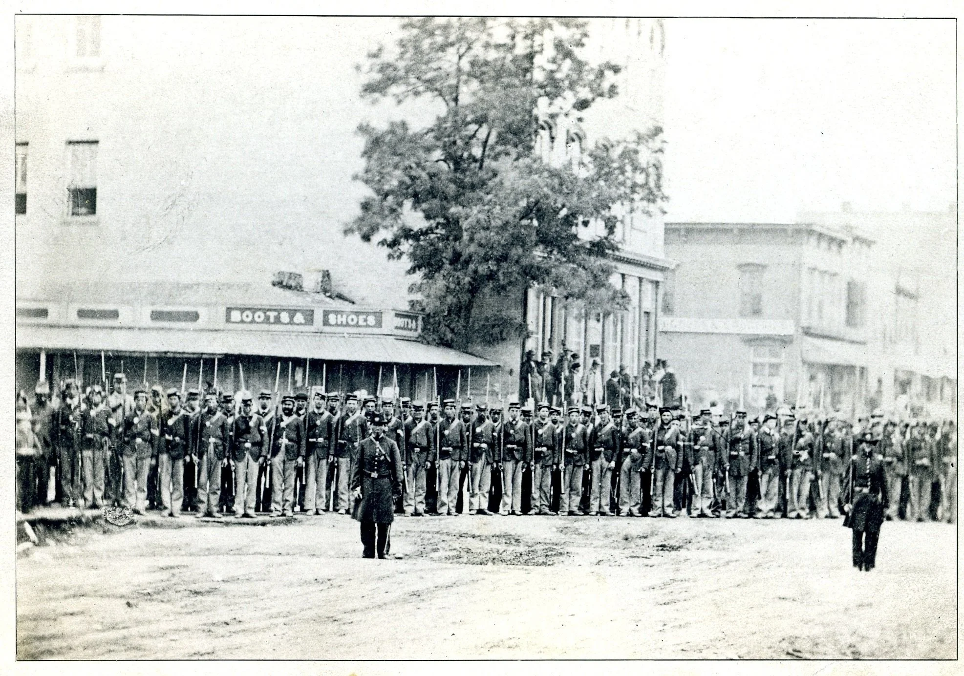 Line of Civil War Troops in Elgin Illinois