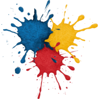 Blue, Yellow and Red Paint Splatter
