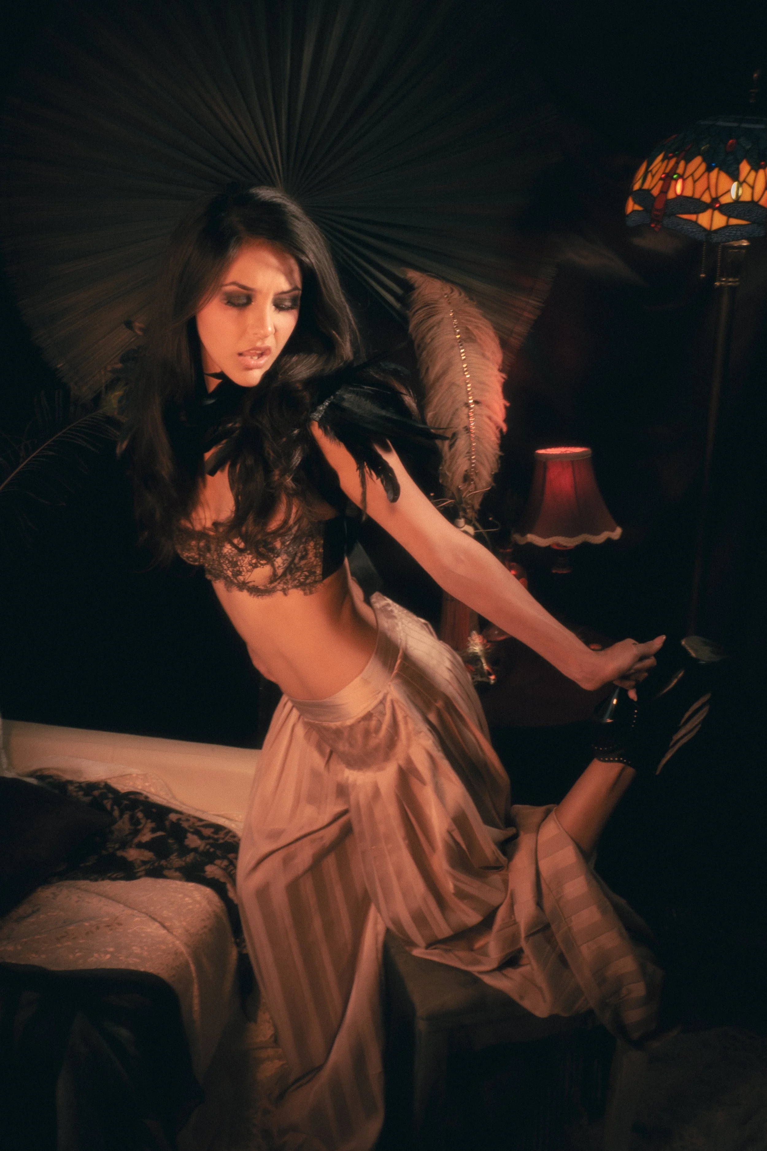 Pleated pants ; bra styled (not made by me)
